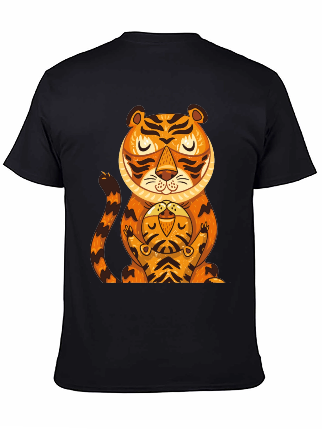 Tiger & Cub Graphic Tee - Black Cotton T-Shirt