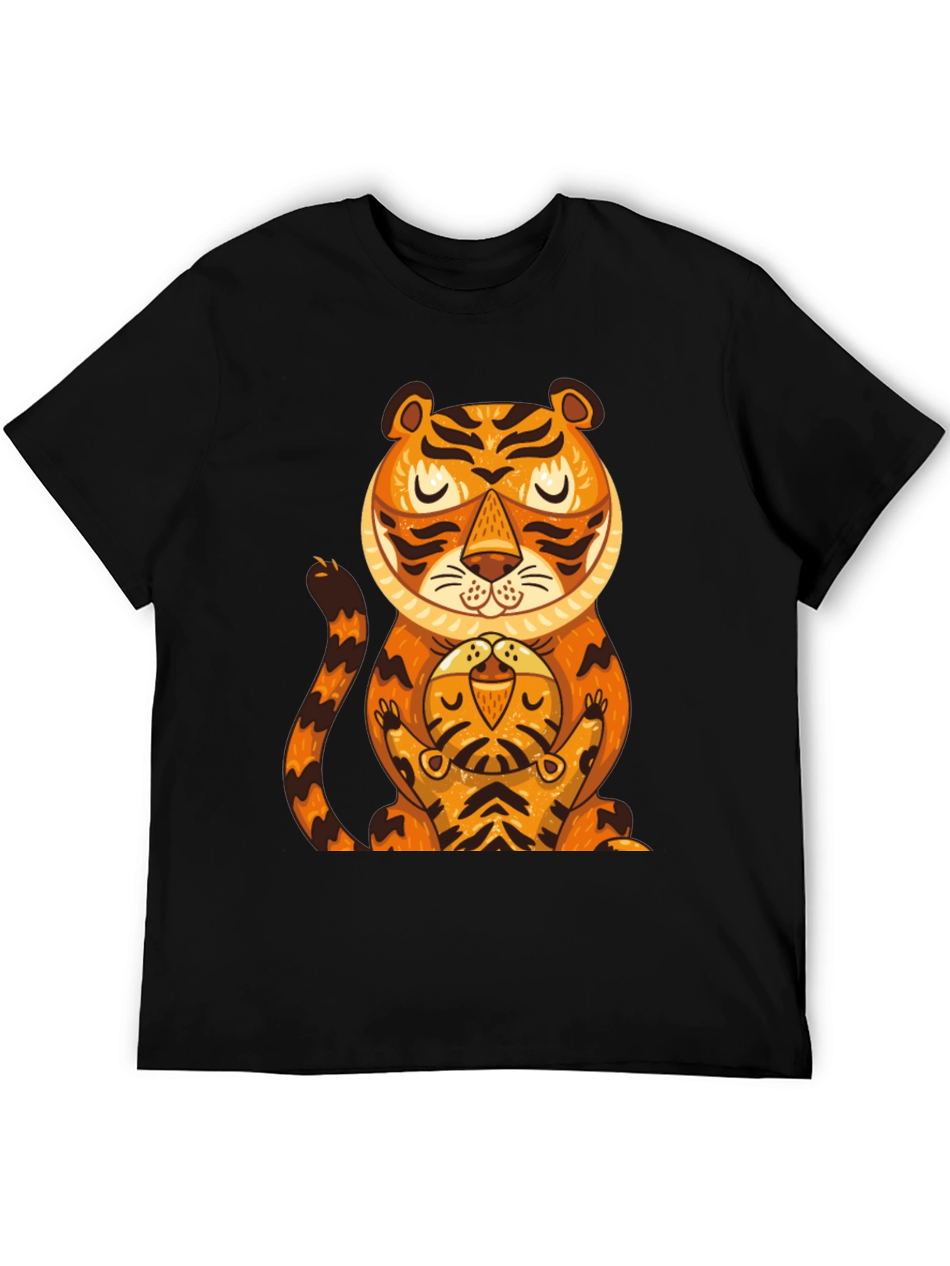 Tiger & Cub Graphic Tee - Black Cotton T-Shirt
