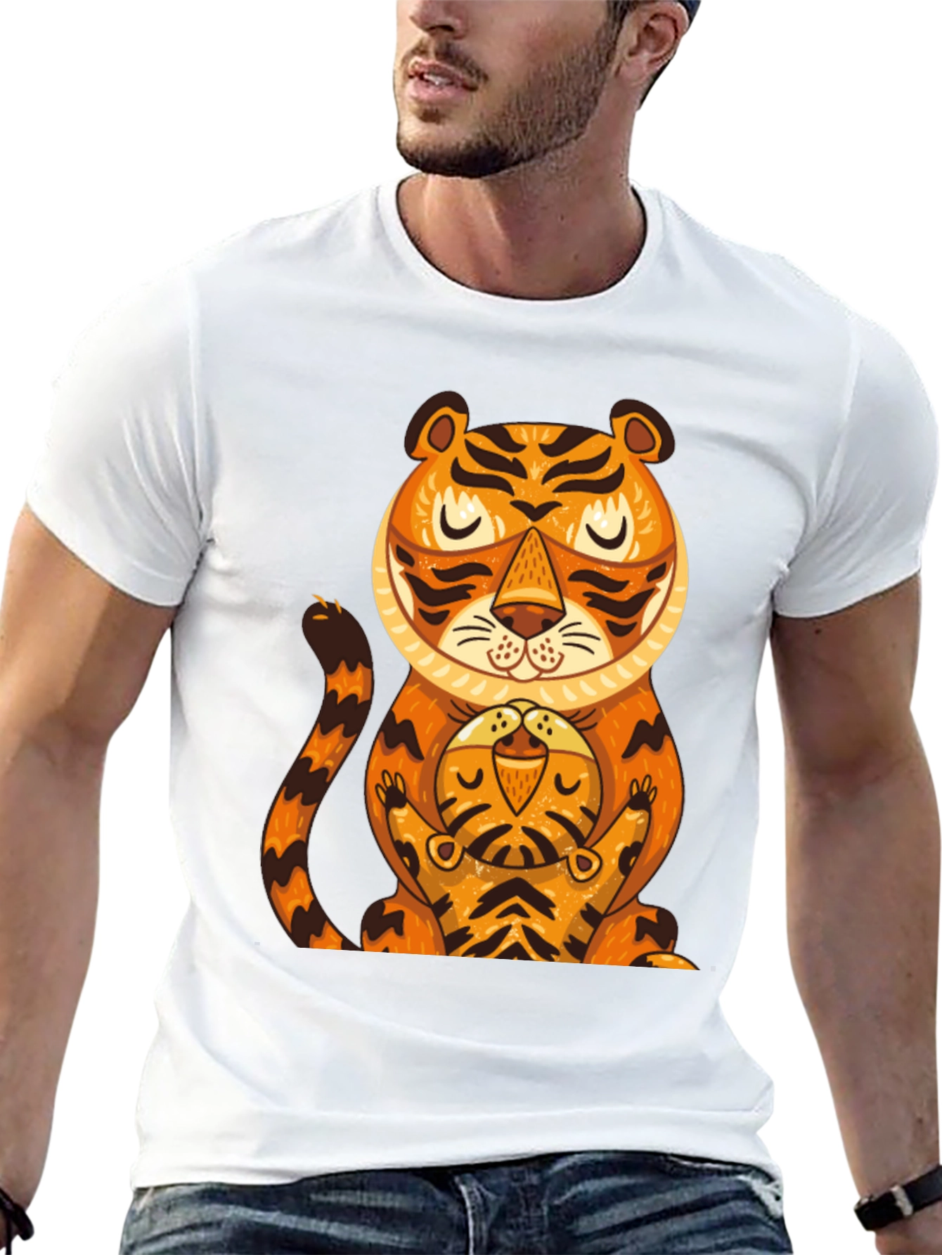 Tiger & Cub Graphic Tee - Black Cotton T-Shirt
