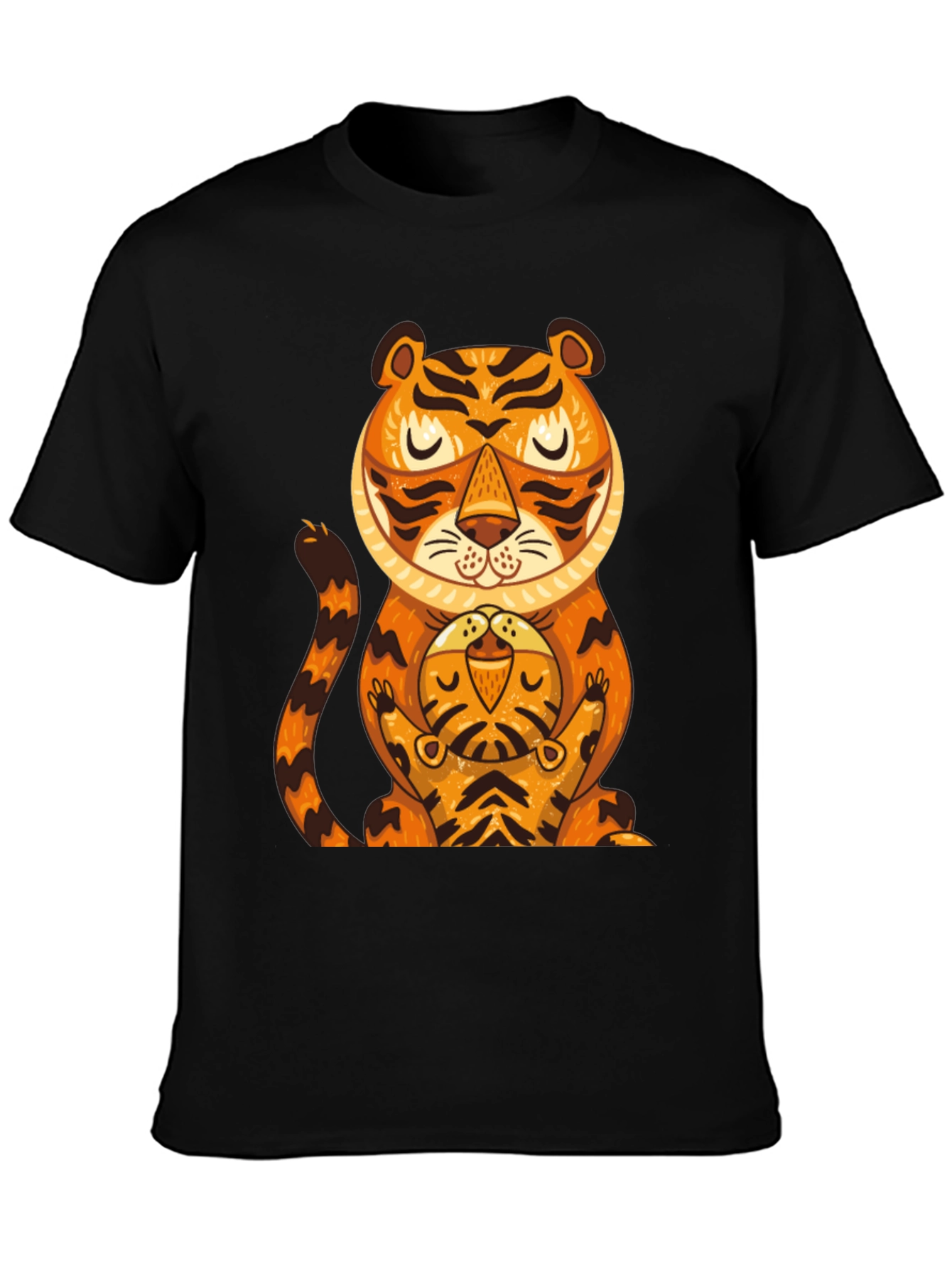 Tiger & Cub Graphic Tee - Black Cotton T-Shirt