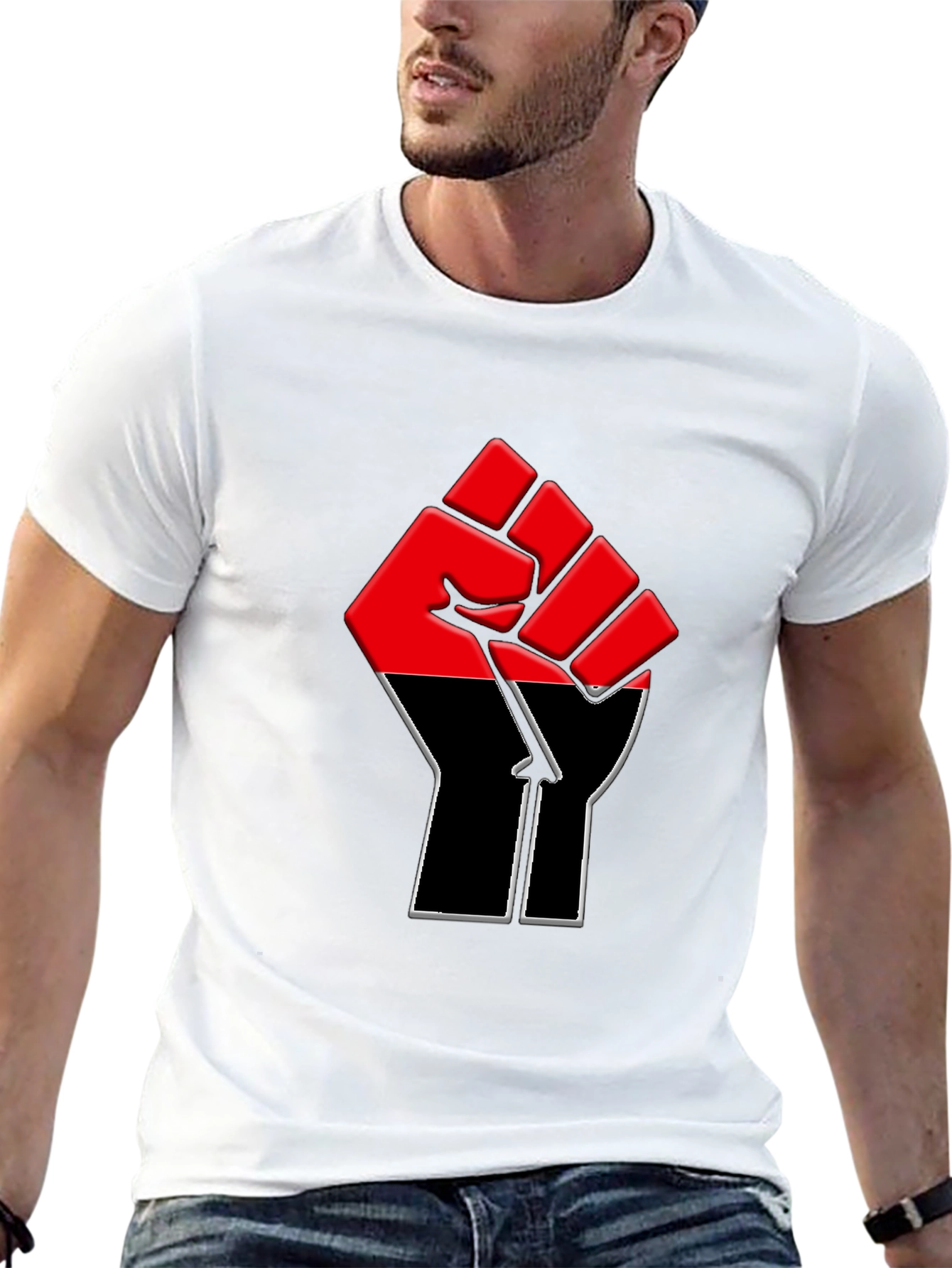 Red and Black Fist Graphic T-Shirt - Unisex
