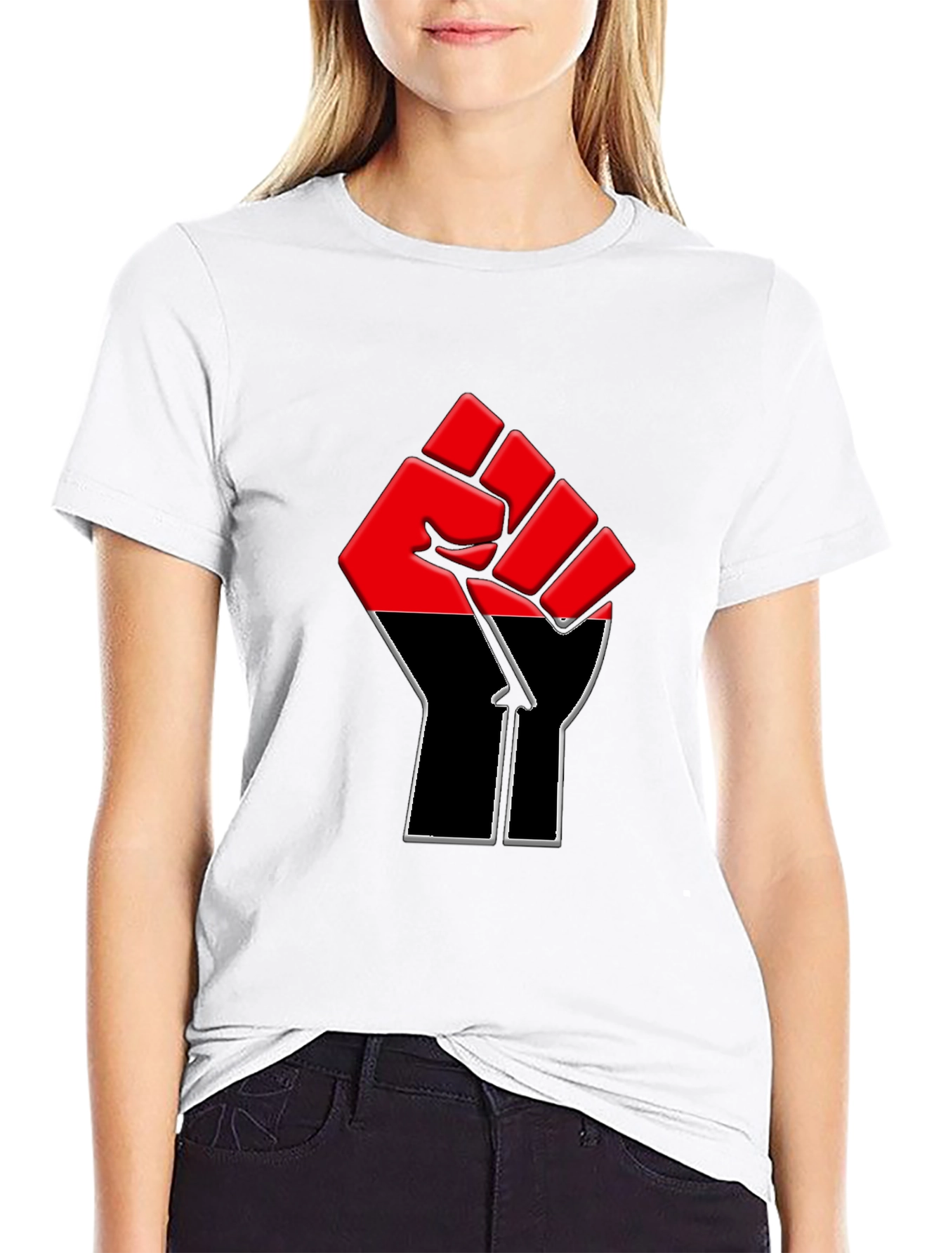 Red and Black Fist Graphic T-Shirt - Unisex