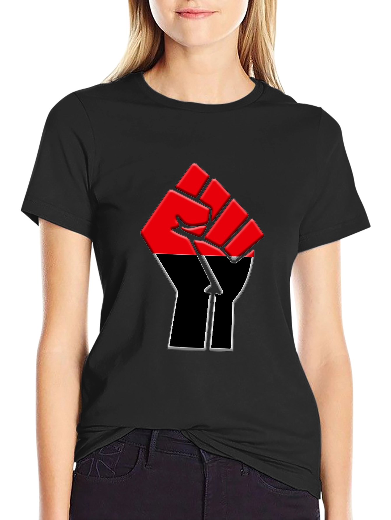 Red and Black Fist Graphic T-Shirt - Unisex
