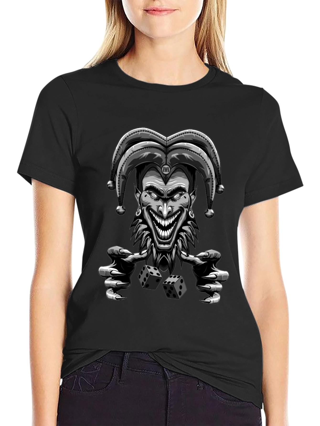 Creepy Joker Dice Graphic Tee - Mens Black T-Shirt