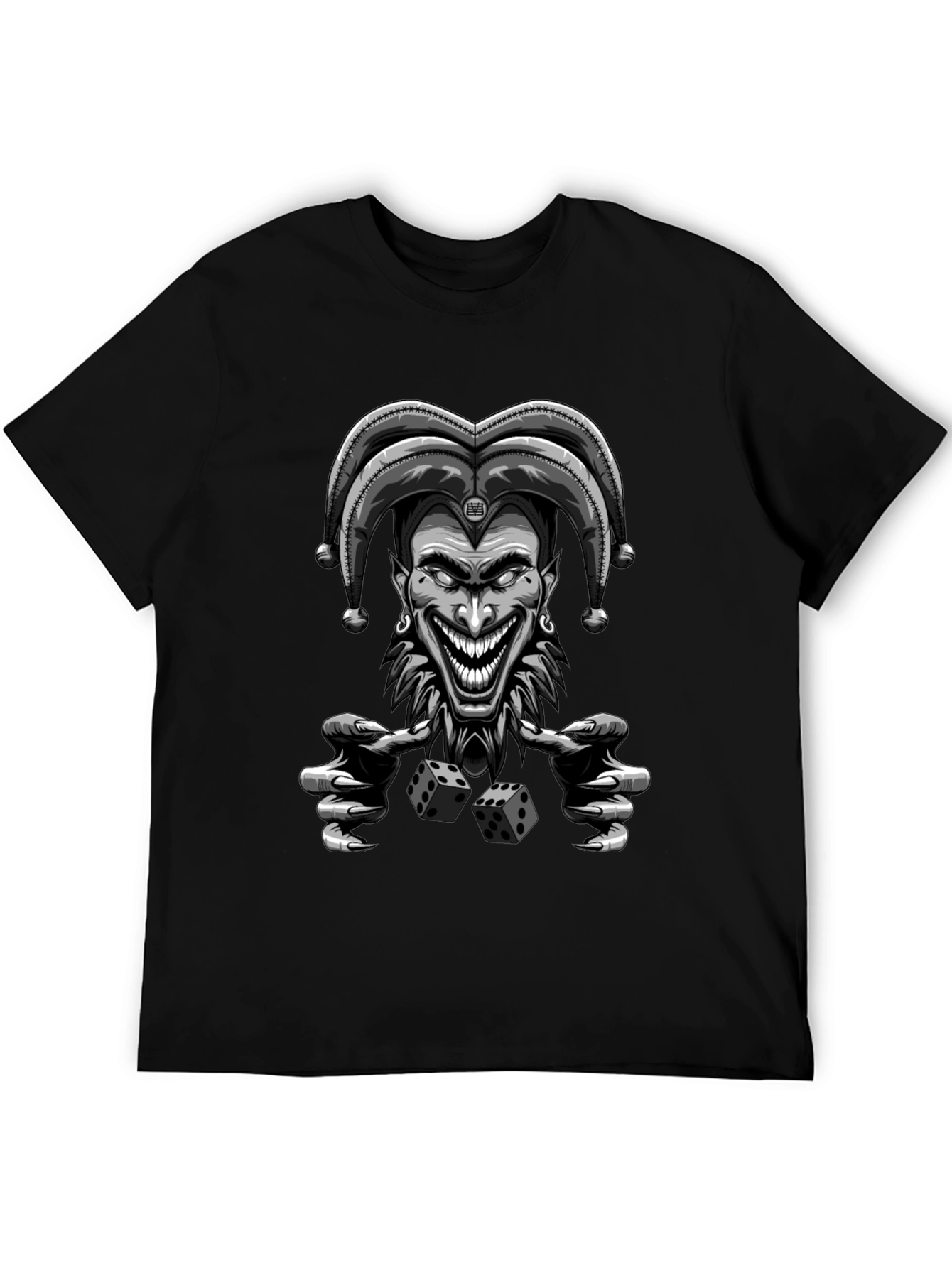 Creepy Joker Dice Graphic Tee - Mens Black T-Shirt