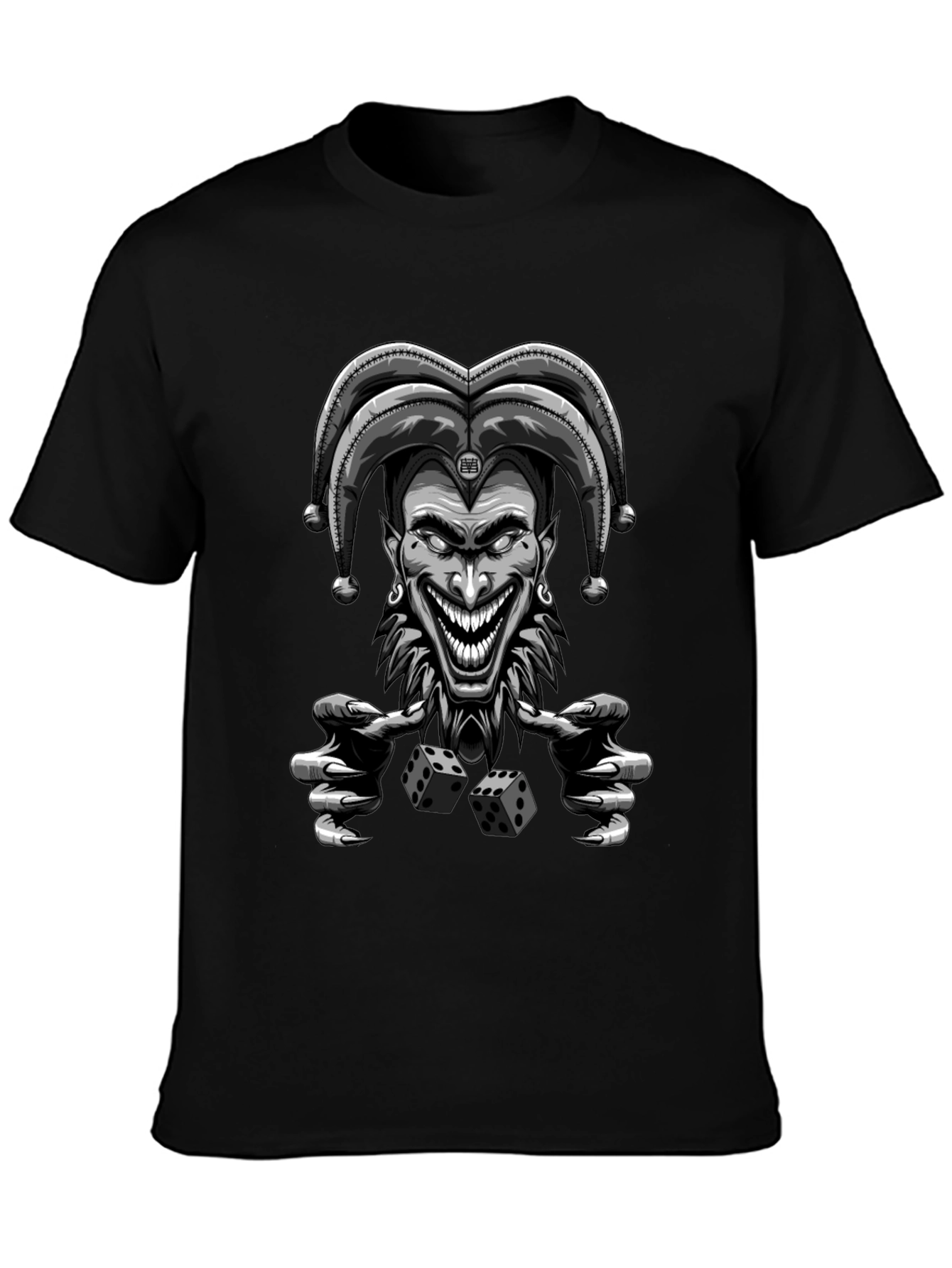 Creepy Joker Dice Graphic Tee - Mens Black T-Shirt