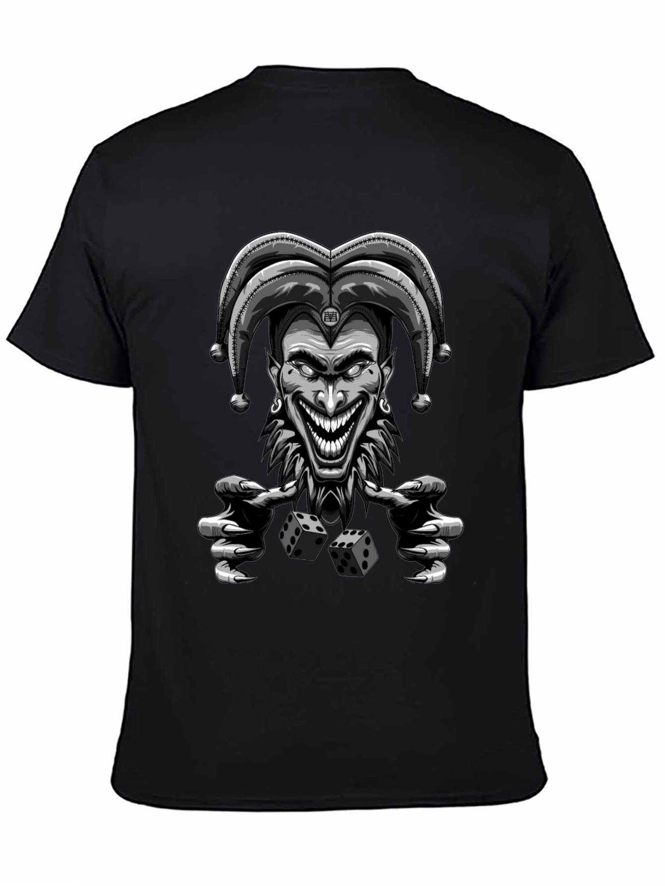Creepy Joker Dice Graphic Tee - Mens Black T-Shirt