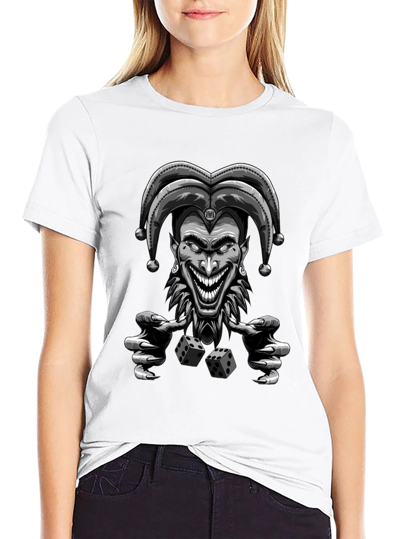 Creepy Joker Dice Graphic Tee - Mens Black T-Shirt