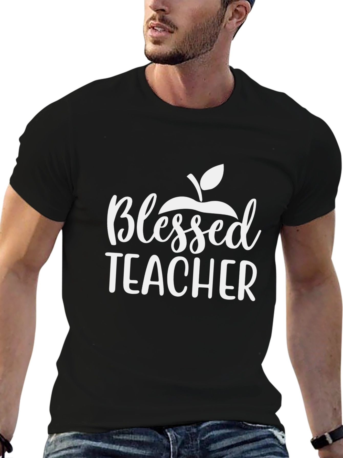 Blessed Teacher Graphic Tee - Black Cotton T-Shirt