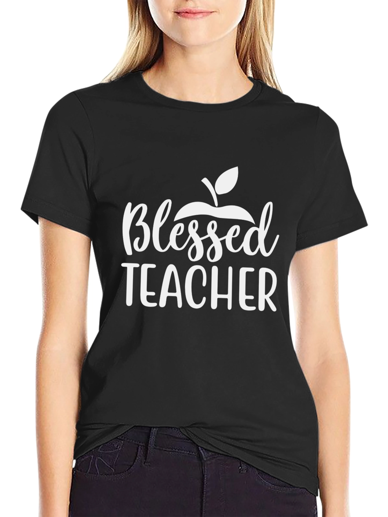 Blessed Teacher Graphic Tee - Black Cotton T-Shirt
