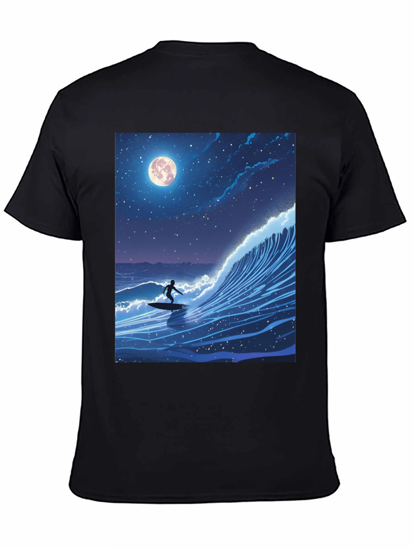 Surfer Moonlight Wave Graphic Tee