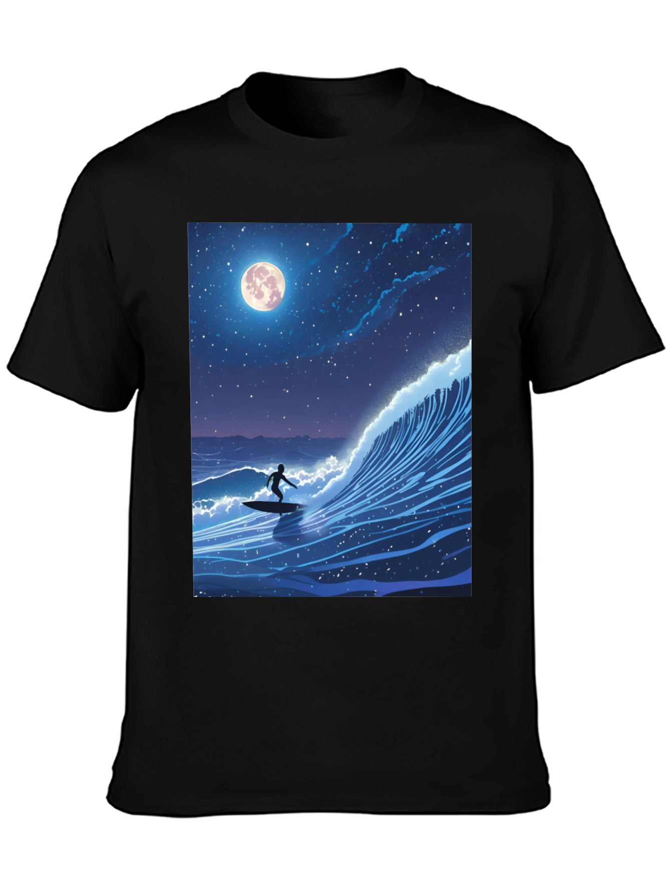 Surfer Moonlight Wave Graphic Tee