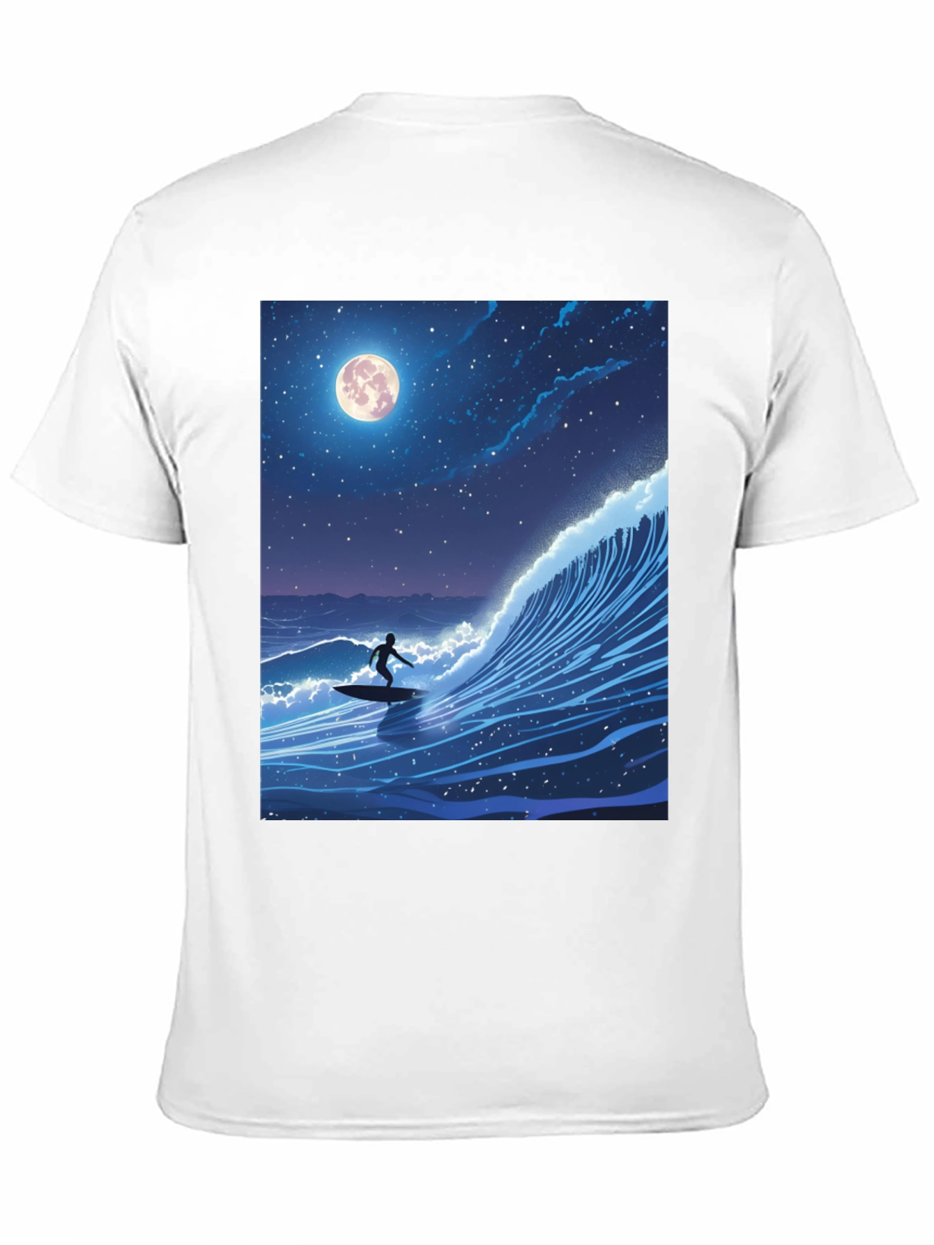 Surfer Moonlight Wave Graphic Tee