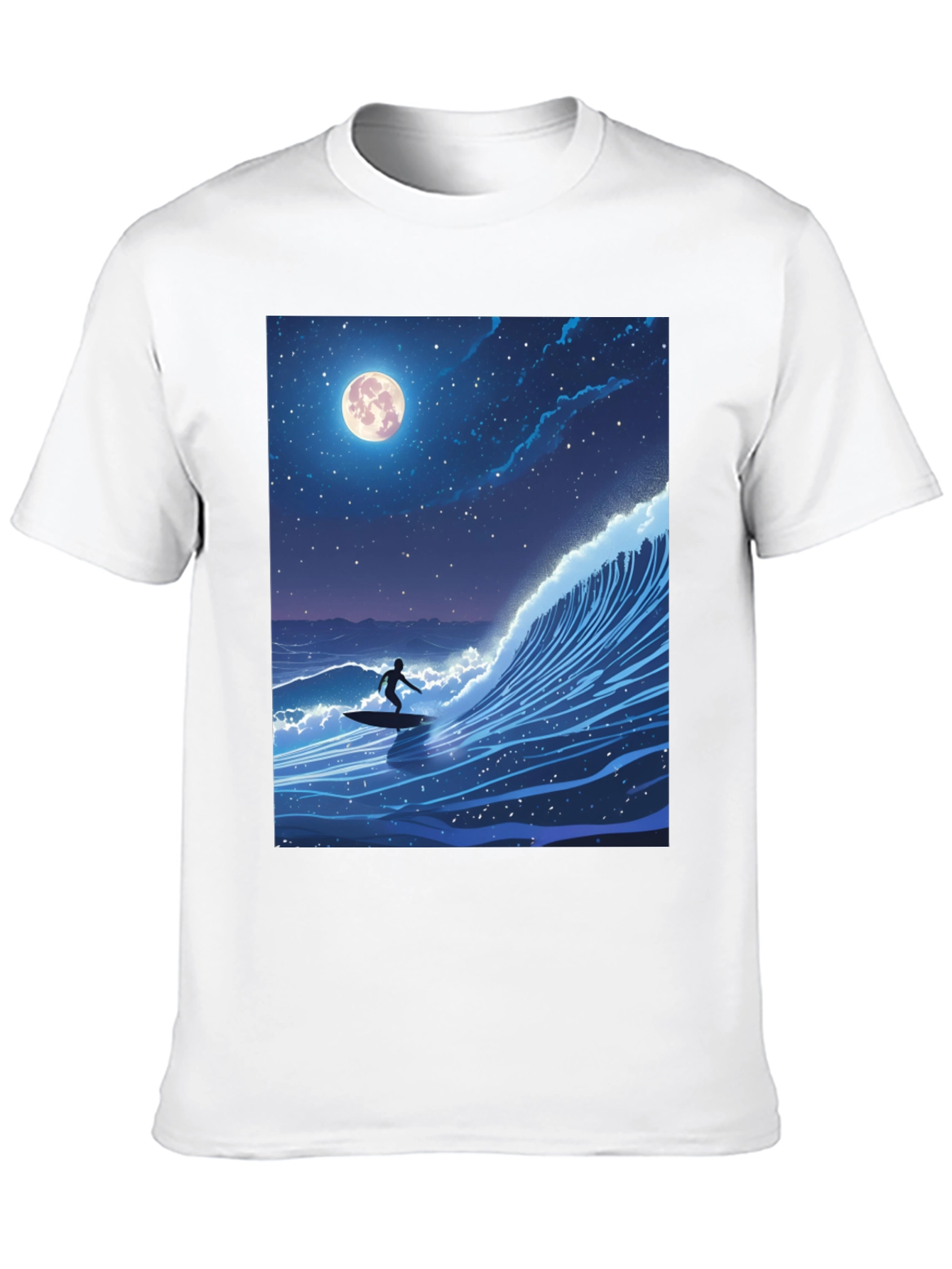 Surfer Moonlight Wave Graphic Tee