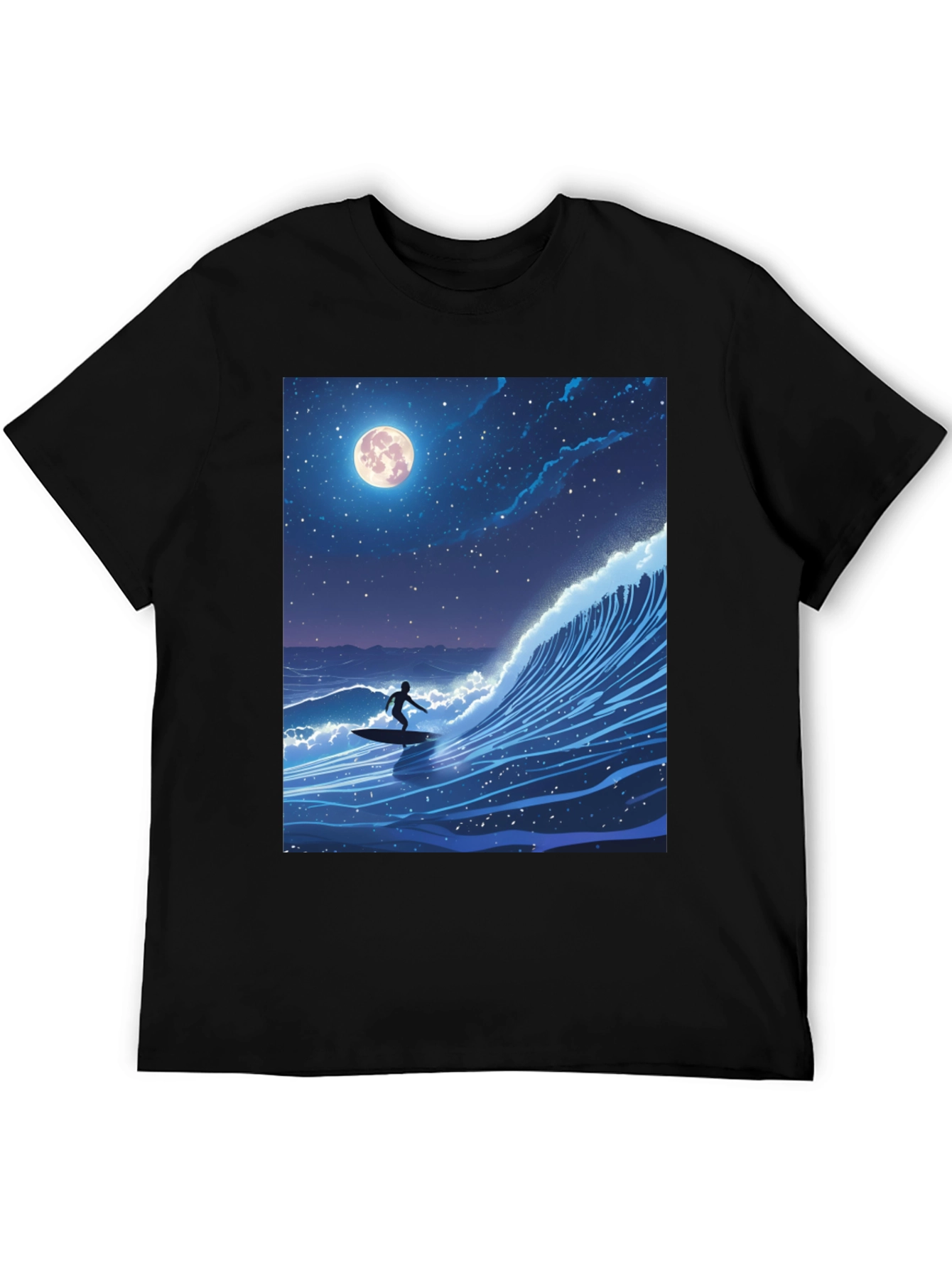 Surfer Moonlight Wave Graphic Tee