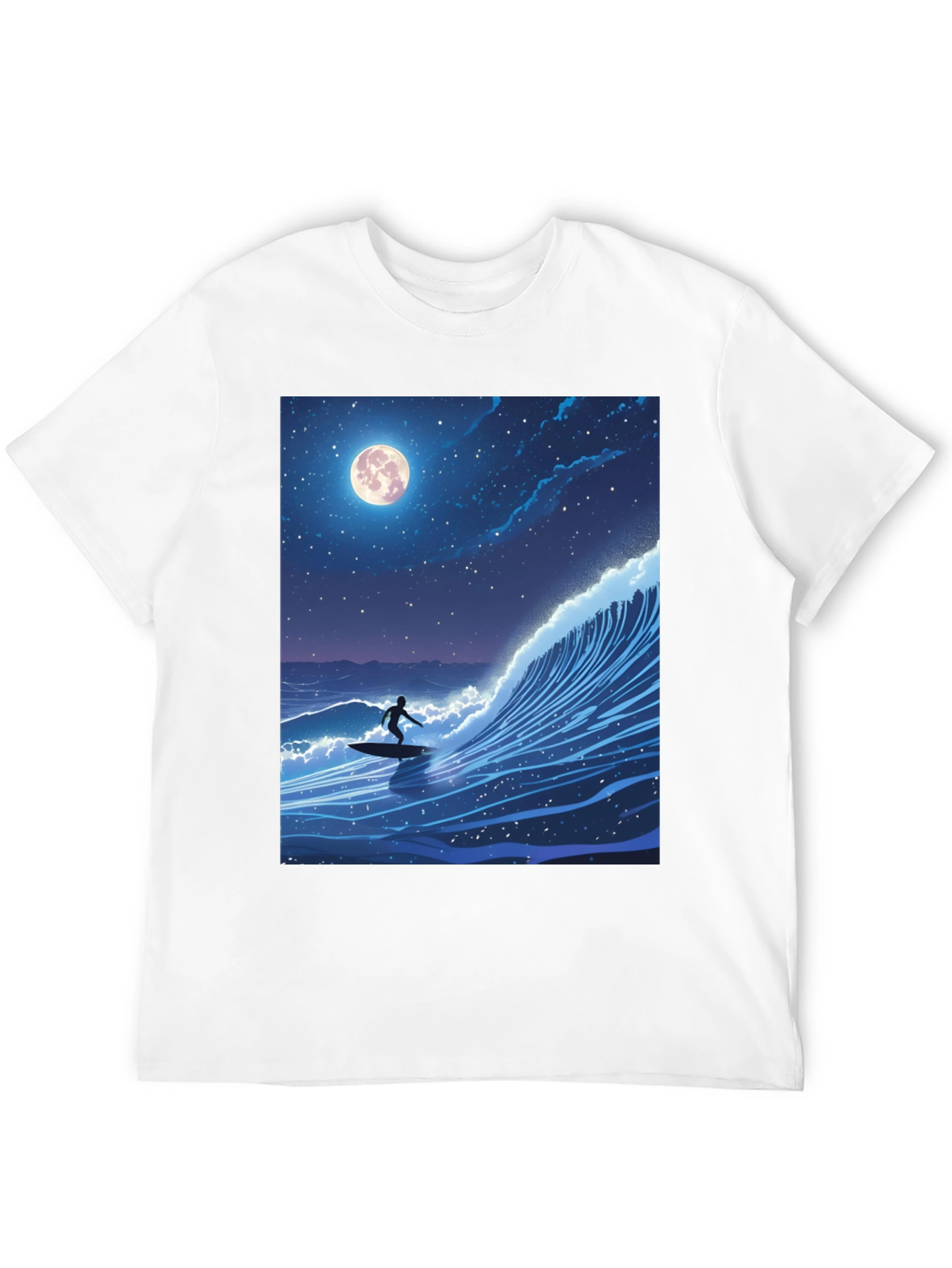 Surfer Moonlight Wave Graphic Tee