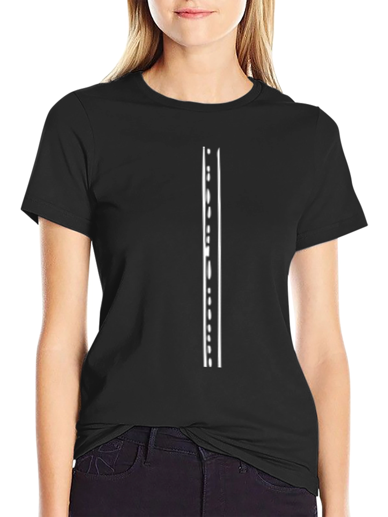Road Line Black Tee - Straight Path Graphic