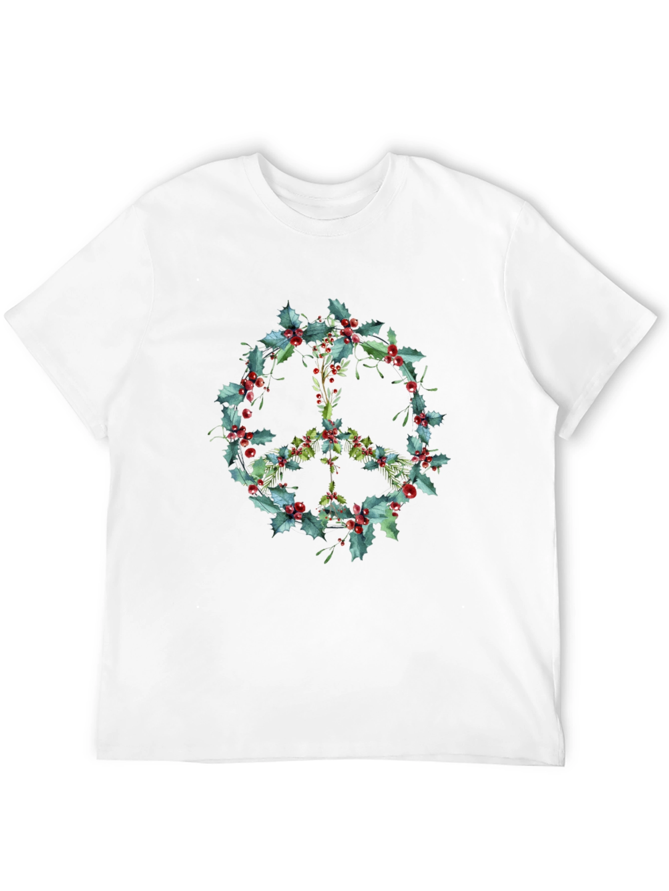 Peace Sign Holly Berry Wreath Graphic Tee