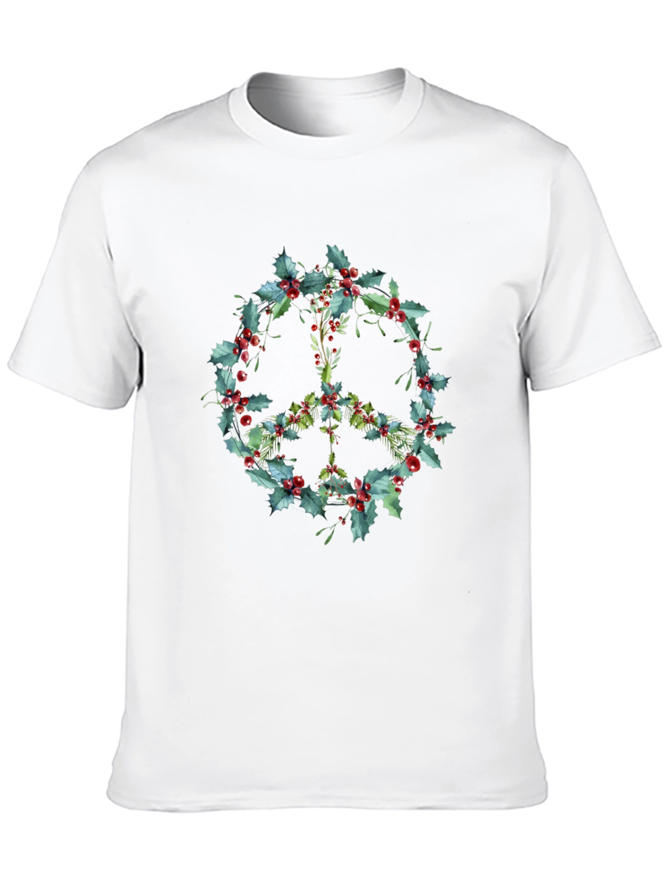 Peace Sign Holly Berry Wreath Graphic Tee