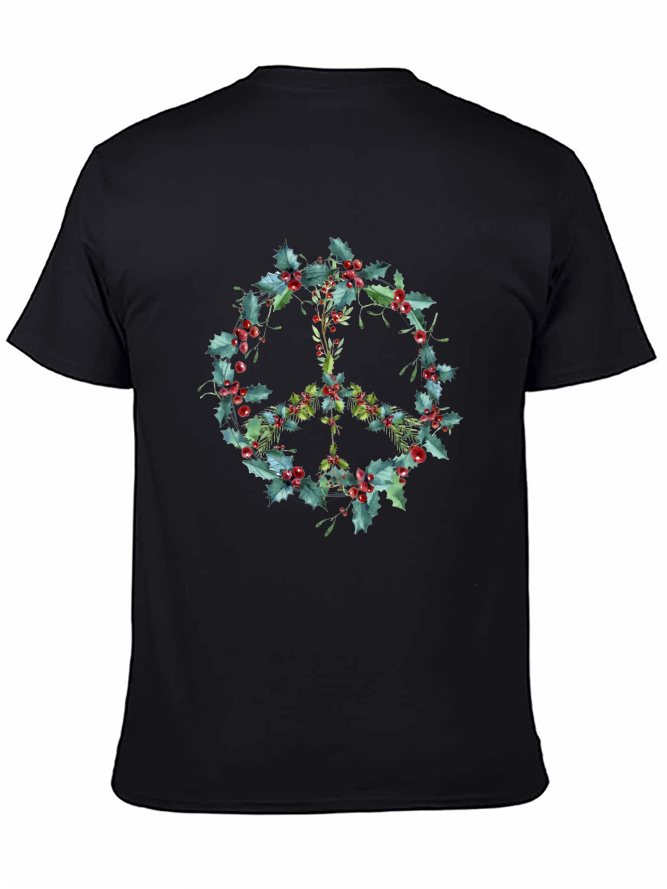 Peace Sign Holly Berry Wreath Graphic Tee
