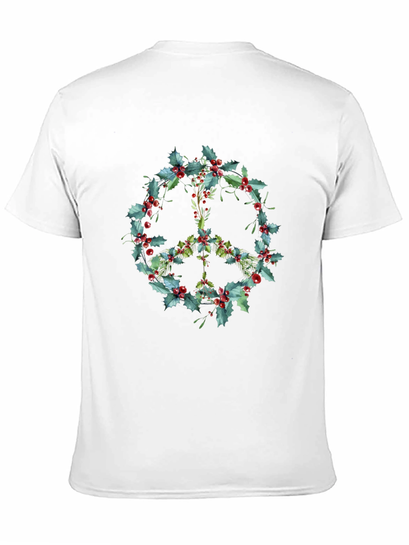 Peace Sign Holly Berry Wreath Graphic Tee