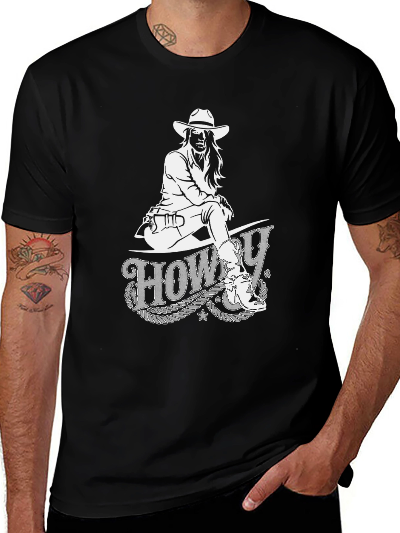 Howdy Cowgirl Graphic Tee - Black Cotton T-Shirt