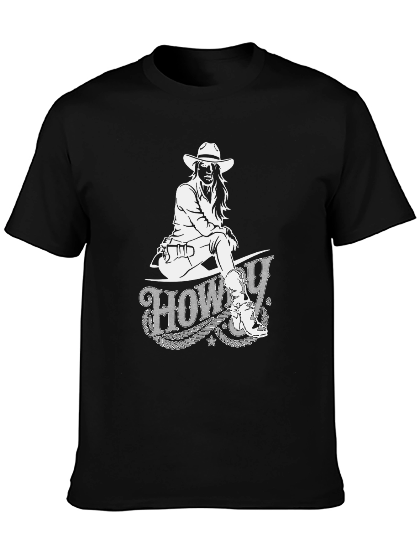 Howdy Cowgirl Graphic Tee - Black Cotton T-Shirt