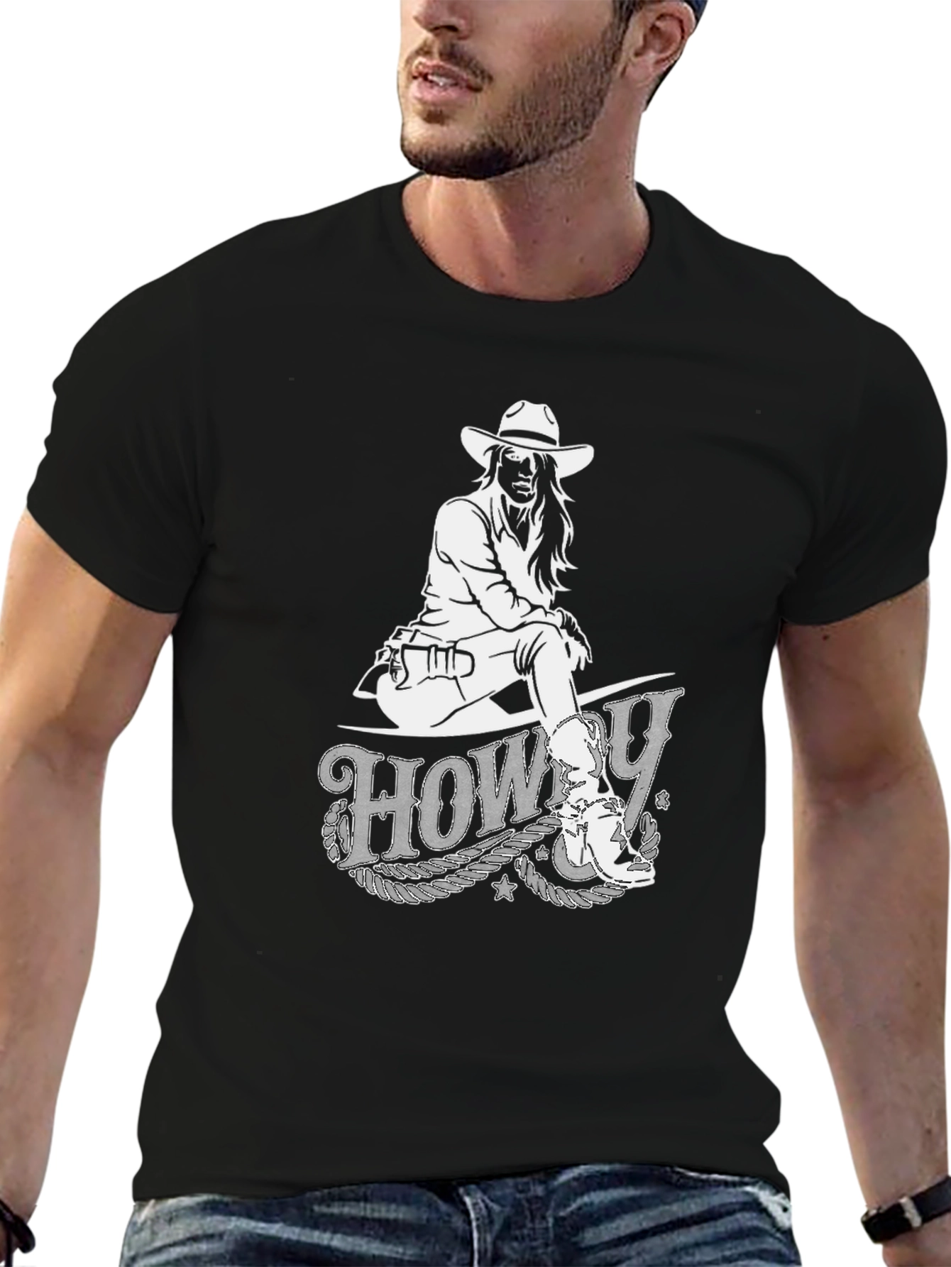 Howdy Cowgirl Graphic Tee - Black Cotton T-Shirt