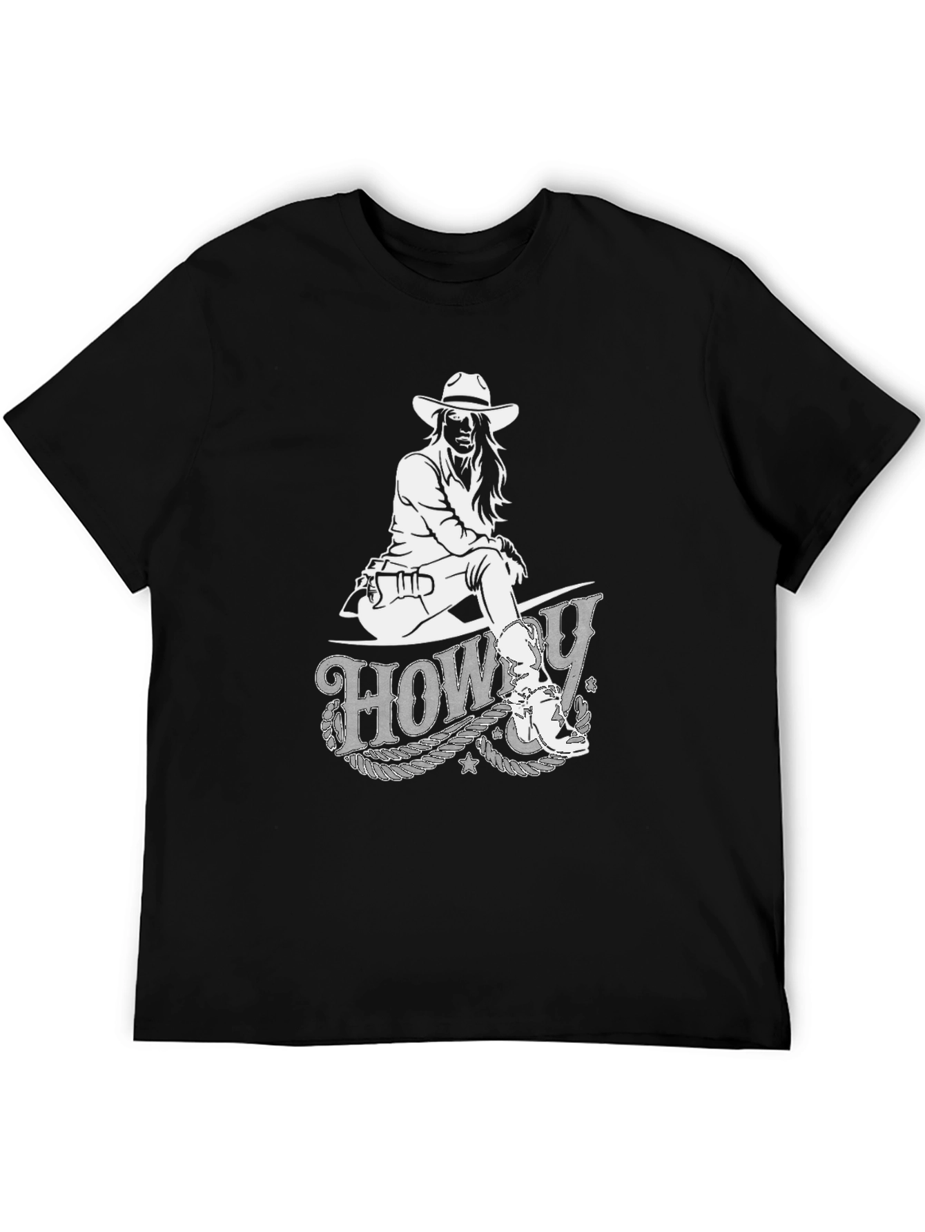 Howdy Cowgirl Graphic Tee - Black Cotton T-Shirt