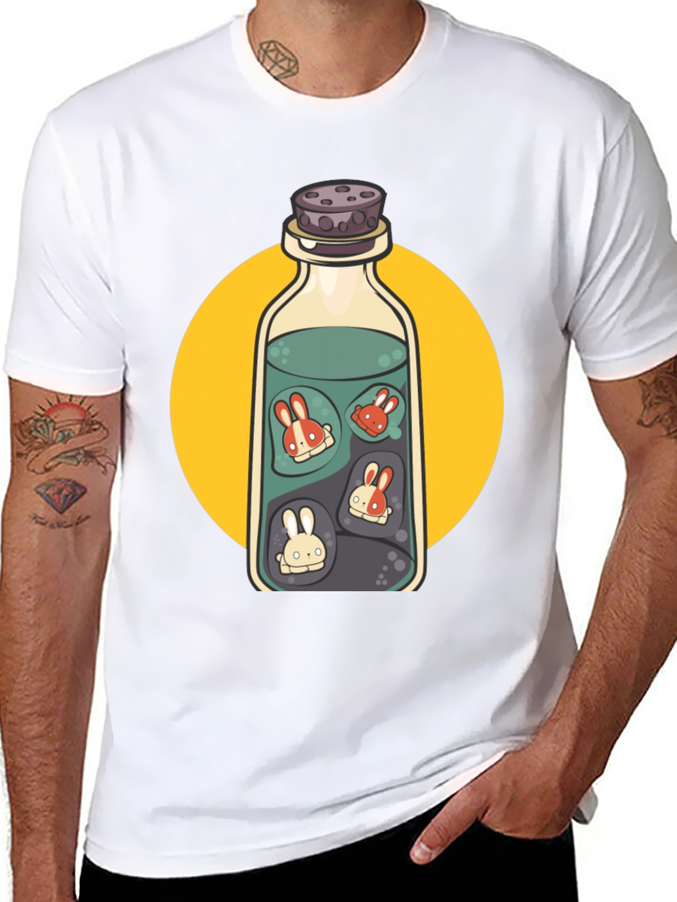 Rabbit Potion Graphic Tee - Black Cotton Blend