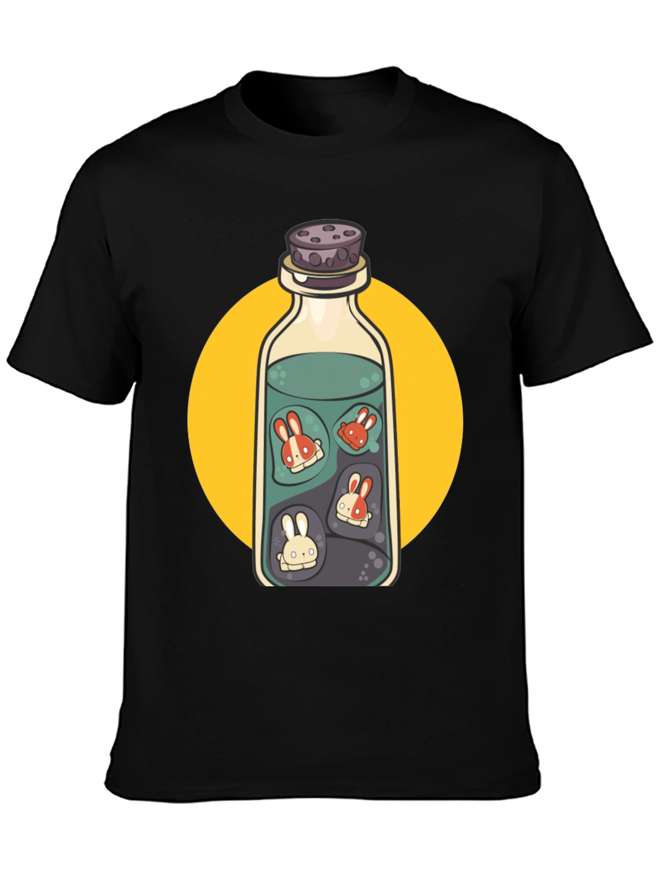 Rabbit Potion Graphic Tee - Black Cotton Blend