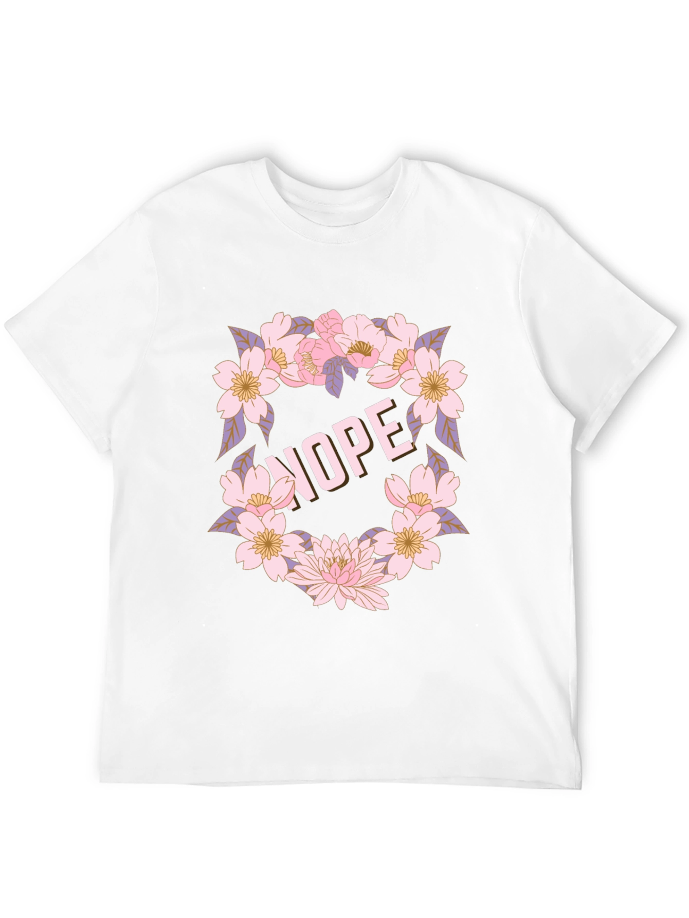 Floral Nope Graphic Tee - Casual Black T-Shirt