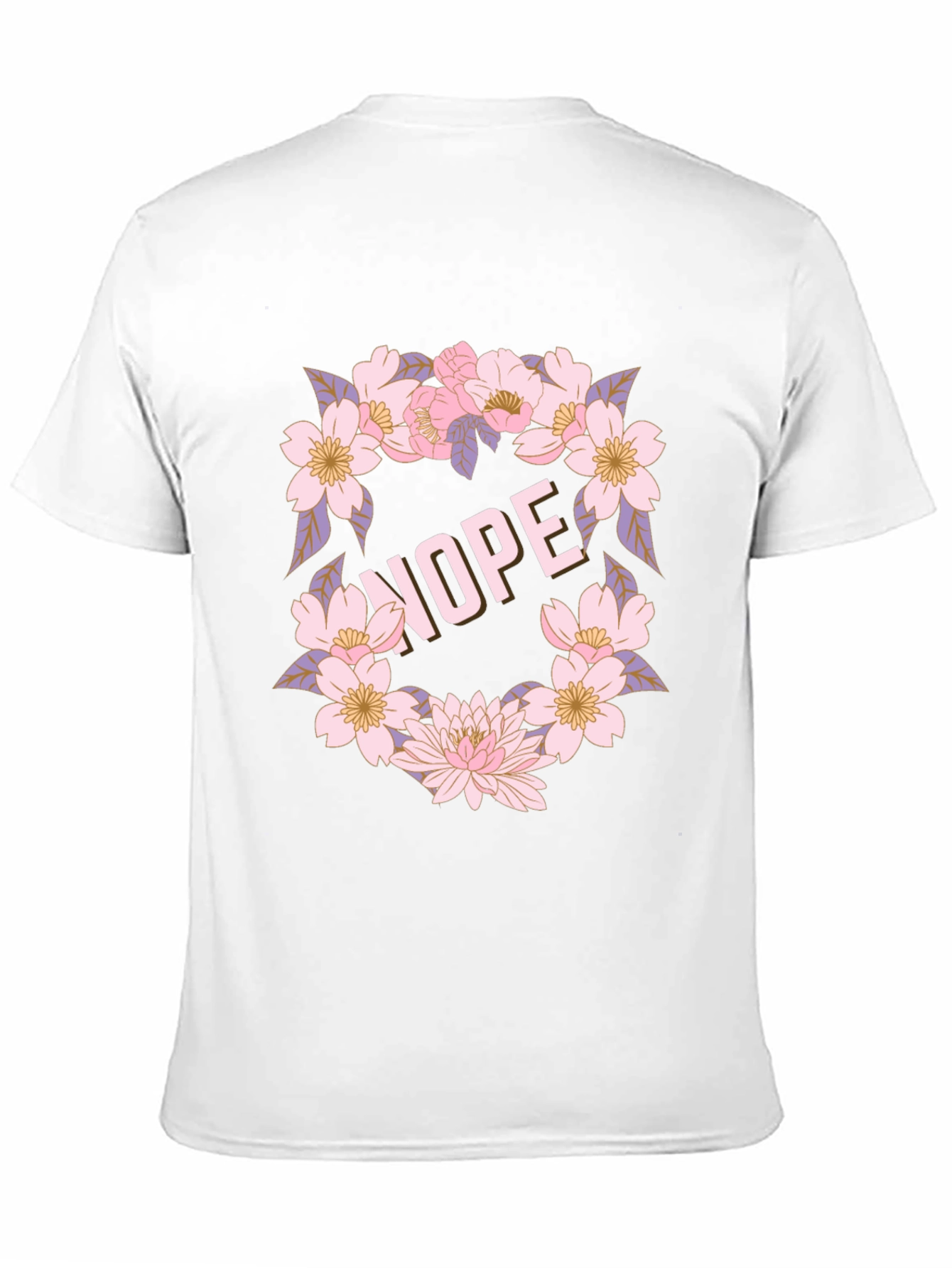 Floral Nope Graphic Tee - Casual Black T-Shirt