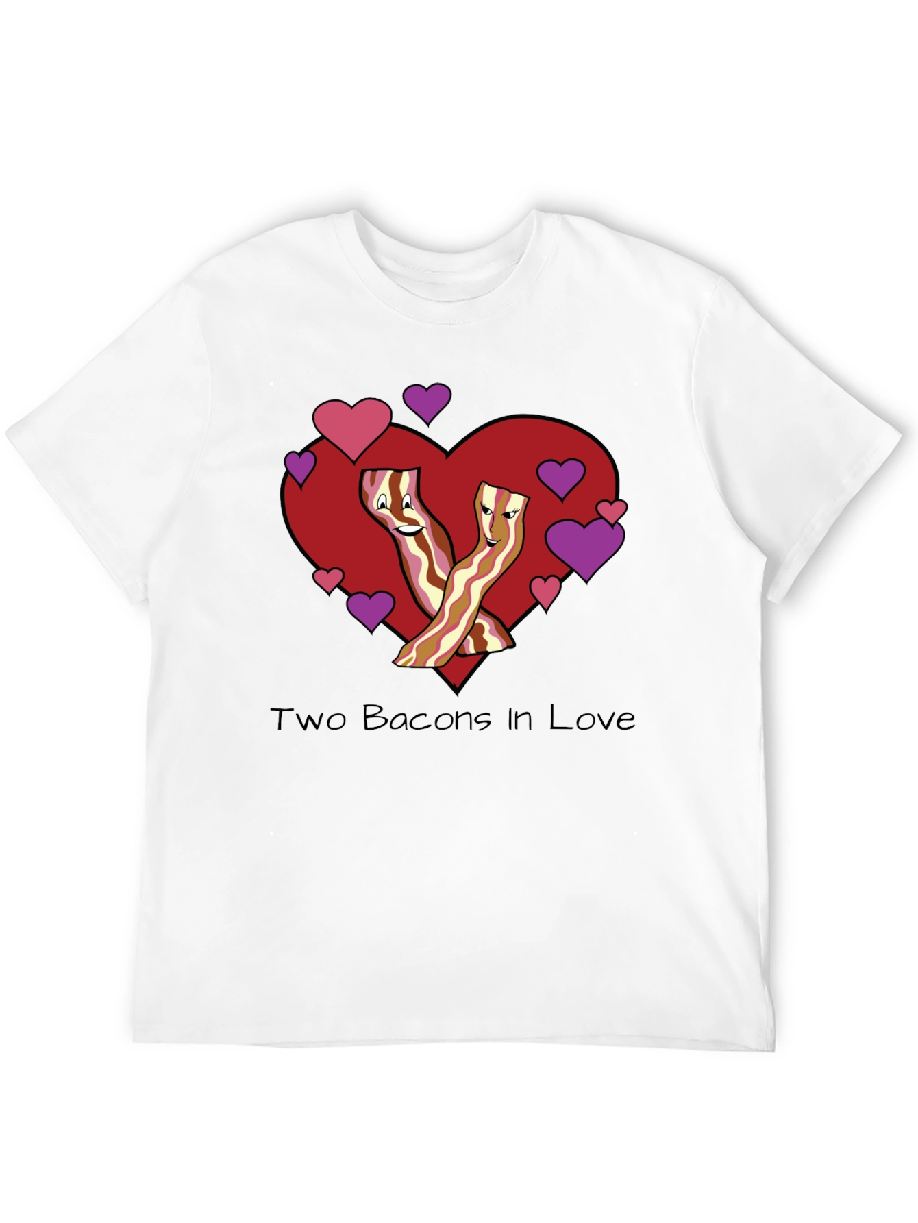 Two Bacons In Love Black T-Shirt