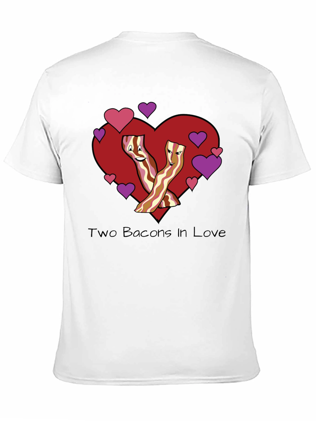 Two Bacons In Love Black T-Shirt