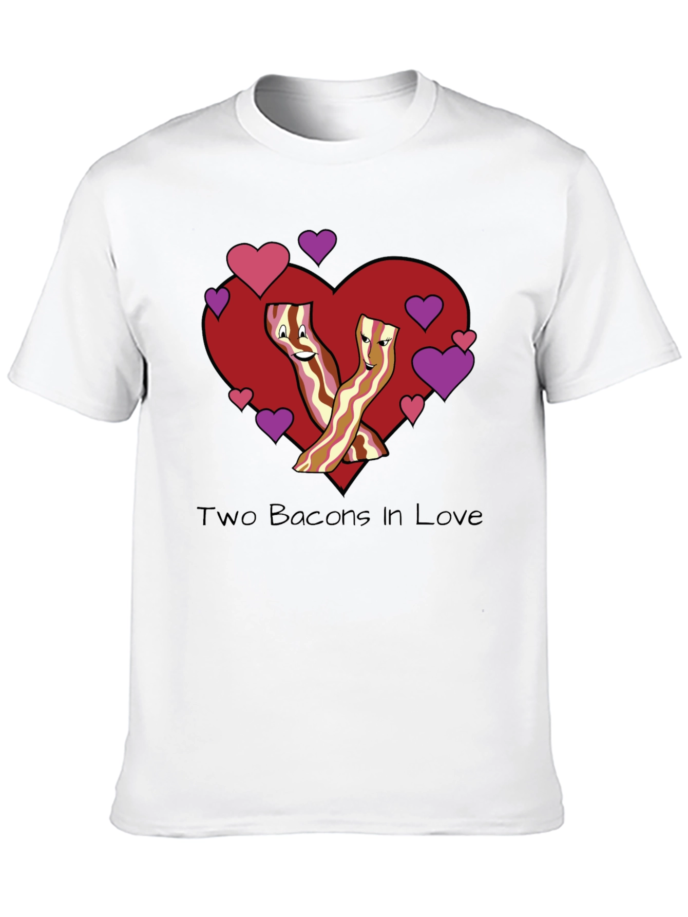 Two Bacons In Love Black T-Shirt