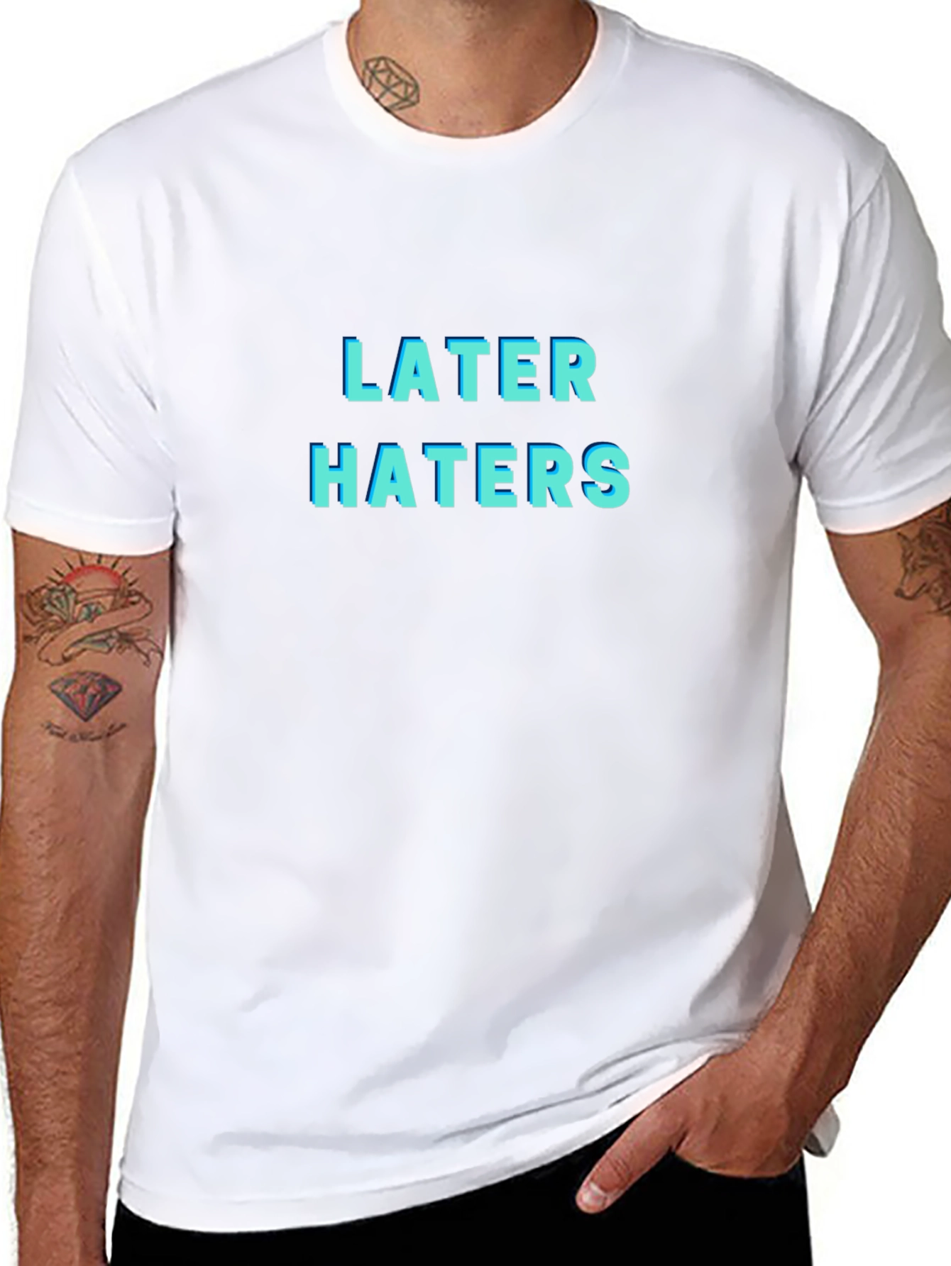 Later Haters Graphic T-Shirt - Trendy Black Tee
