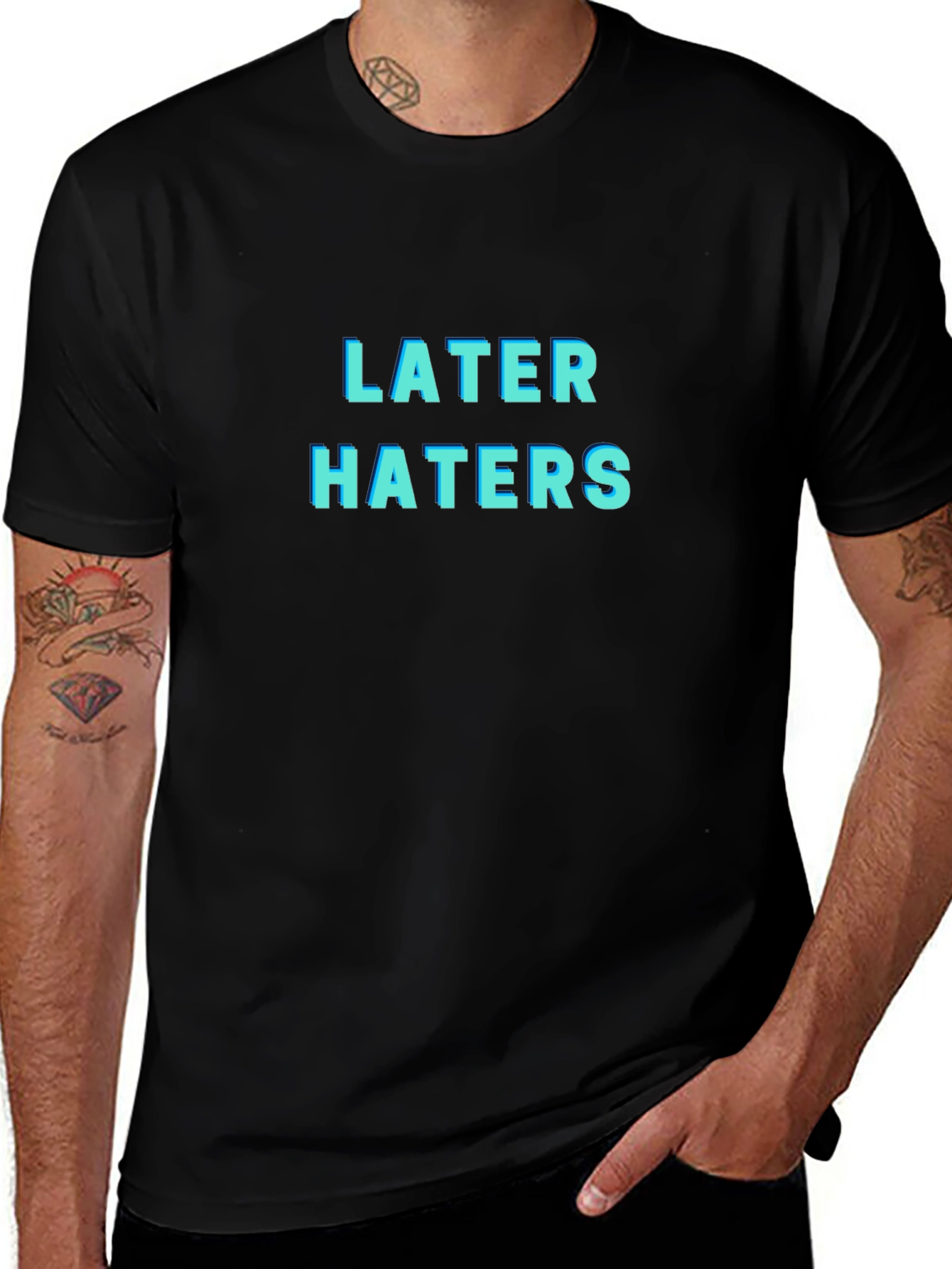 Later Haters Graphic T-Shirt - Trendy Black Tee