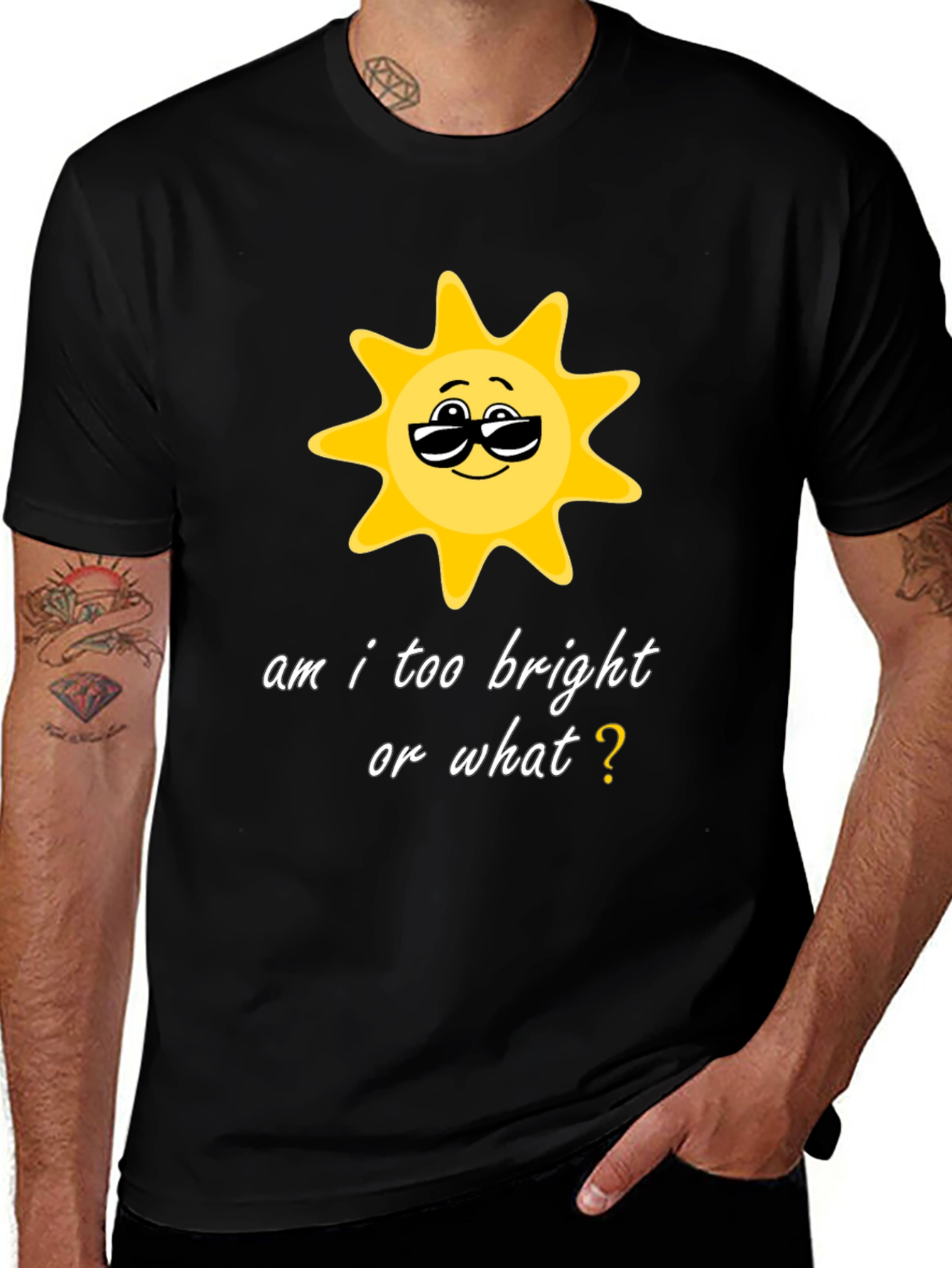 Funny Sun Graphic Black T-Shirt
