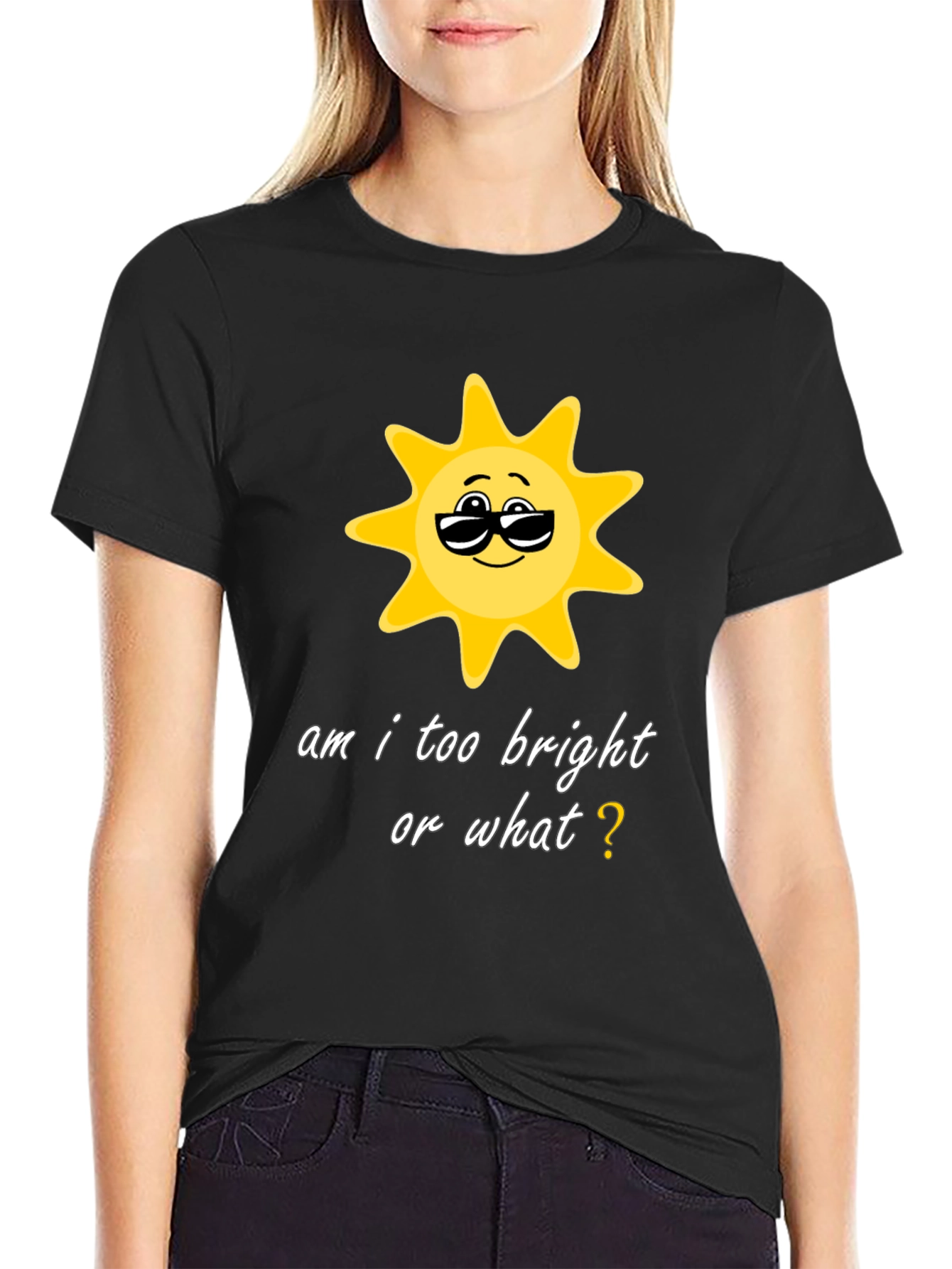 Funny Sun Graphic Black T-Shirt