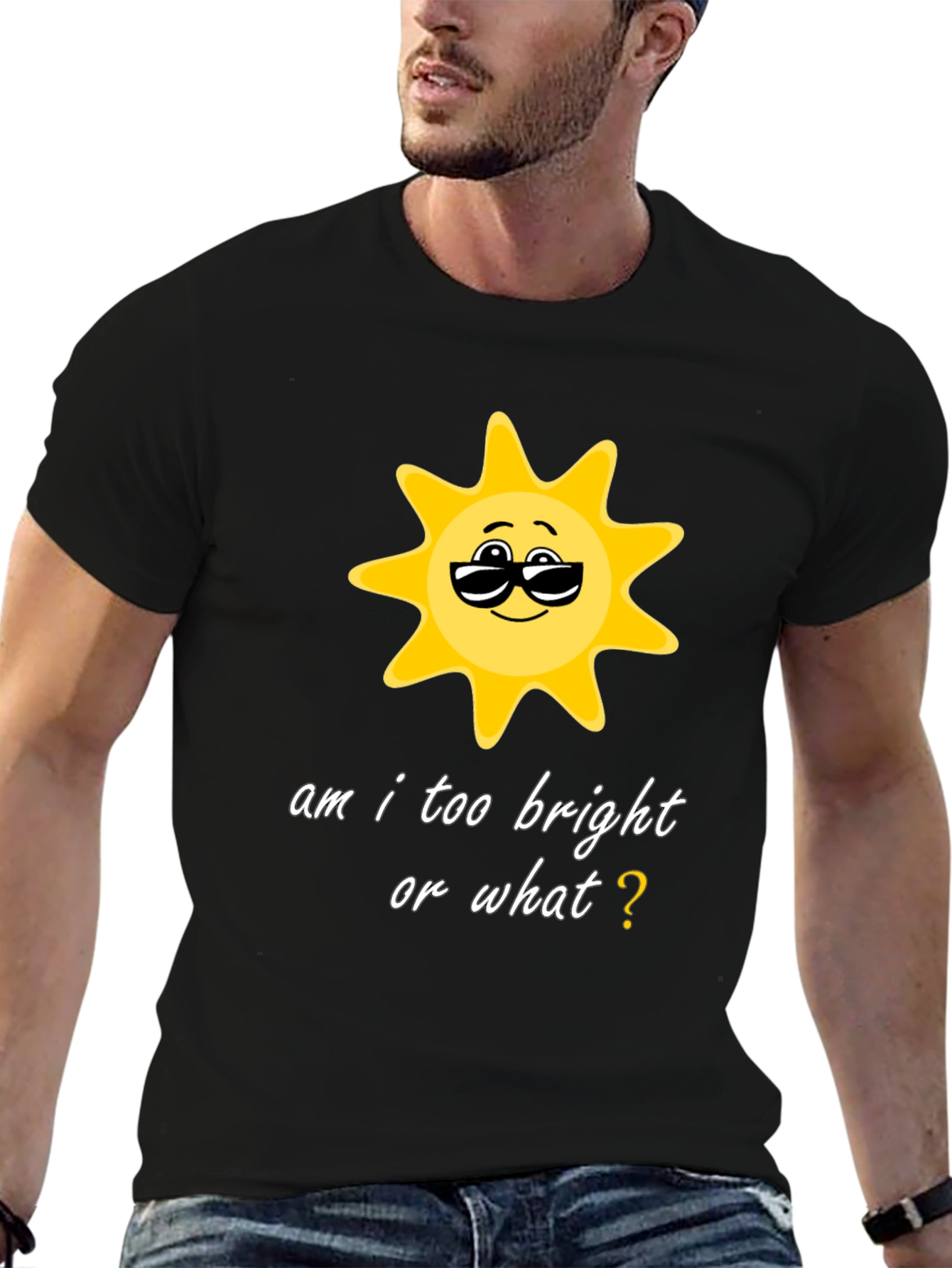 Funny Sun Graphic Black T-Shirt