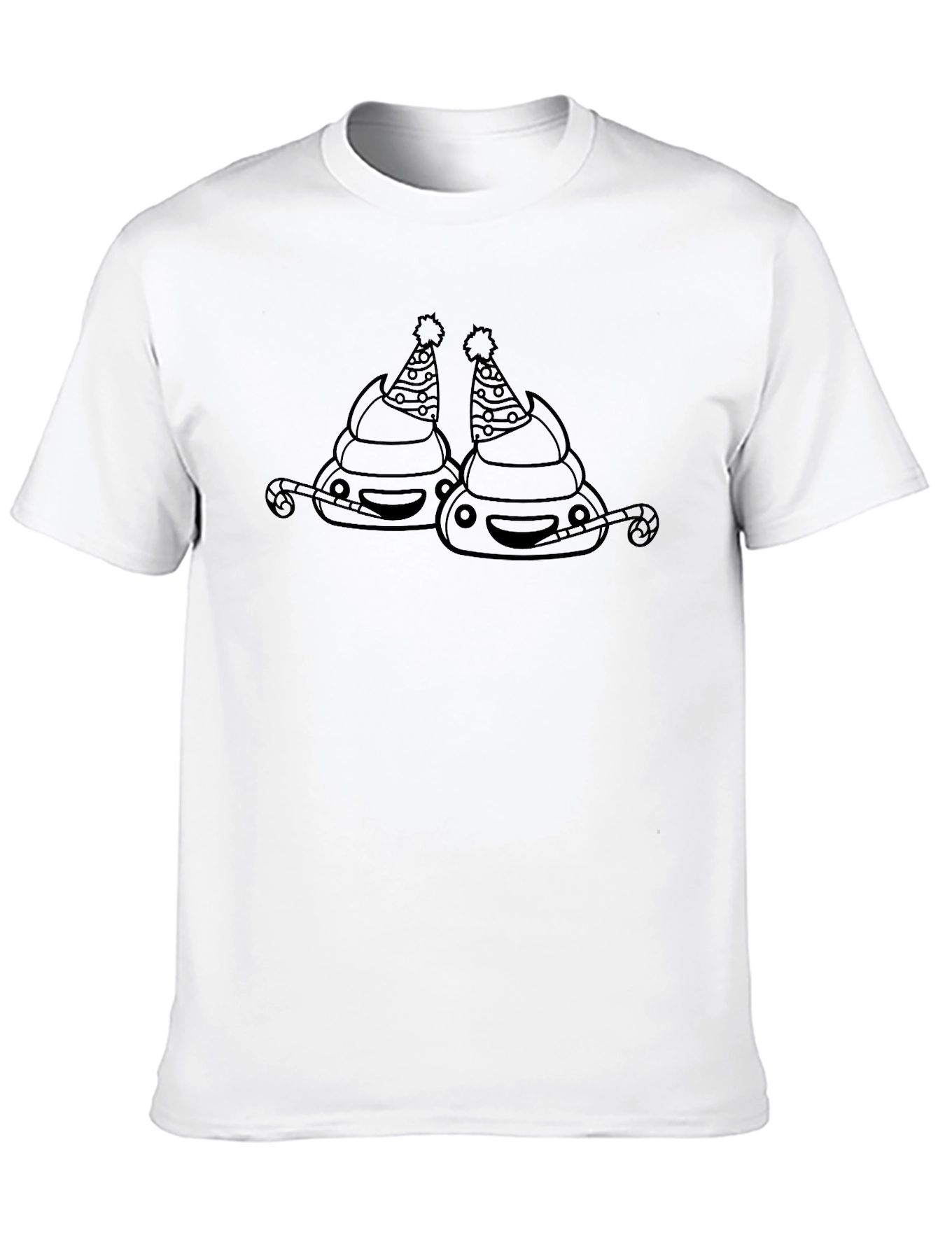 Festive Poop Emoji Black T-Shirt