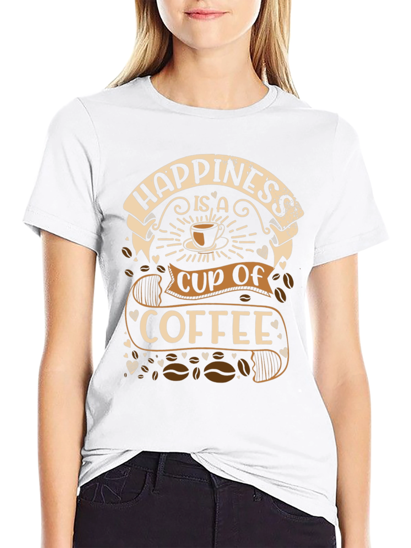 Happiness is a Cup of Coffee Graphic T-Shirt
