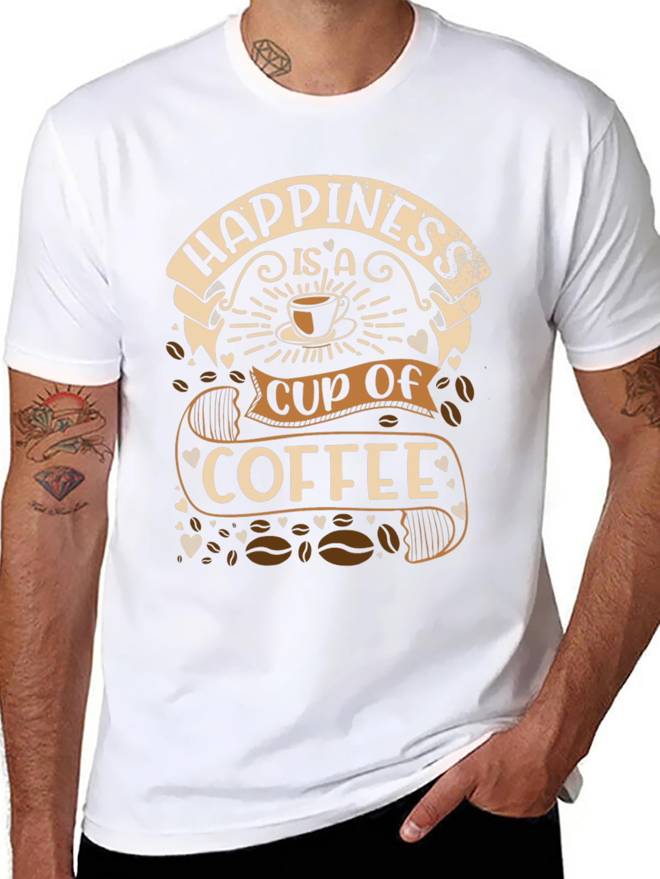 Happiness is a Cup of Coffee Graphic T-Shirt