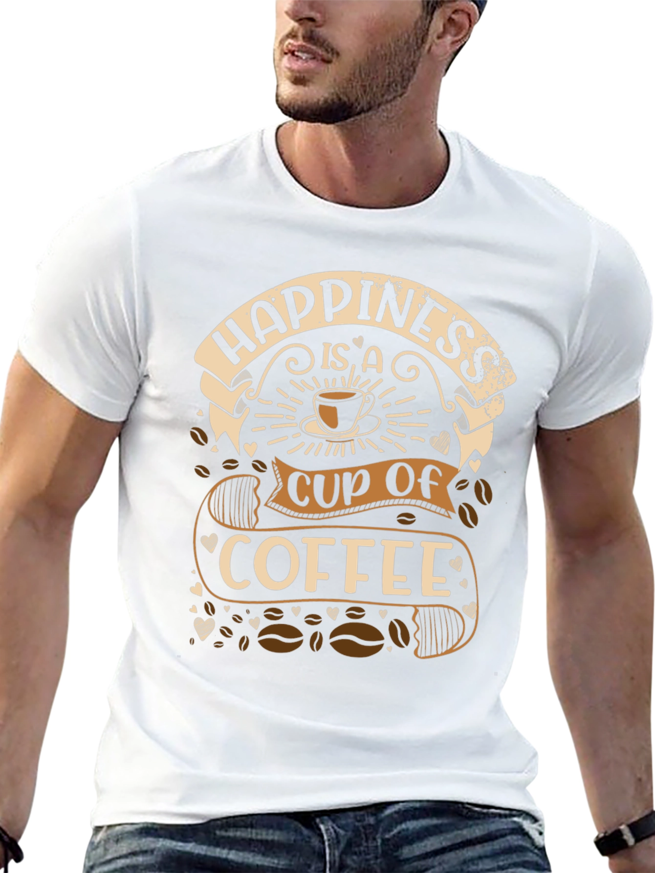 Happiness is a Cup of Coffee Graphic T-Shirt