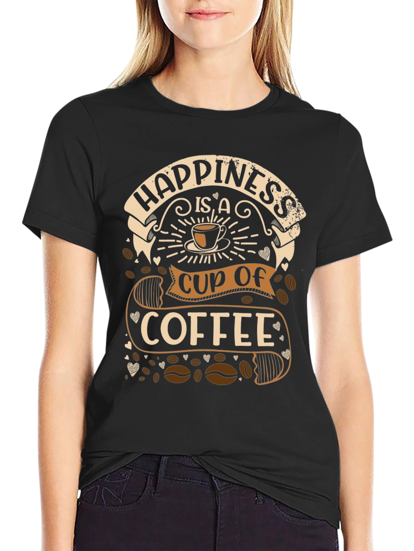 Happiness is a Cup of Coffee Graphic T-Shirt