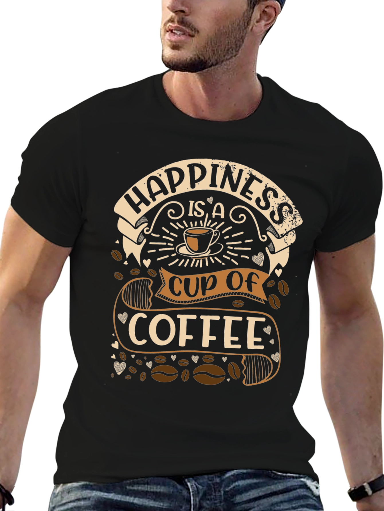 Happiness is a Cup of Coffee Graphic T-Shirt