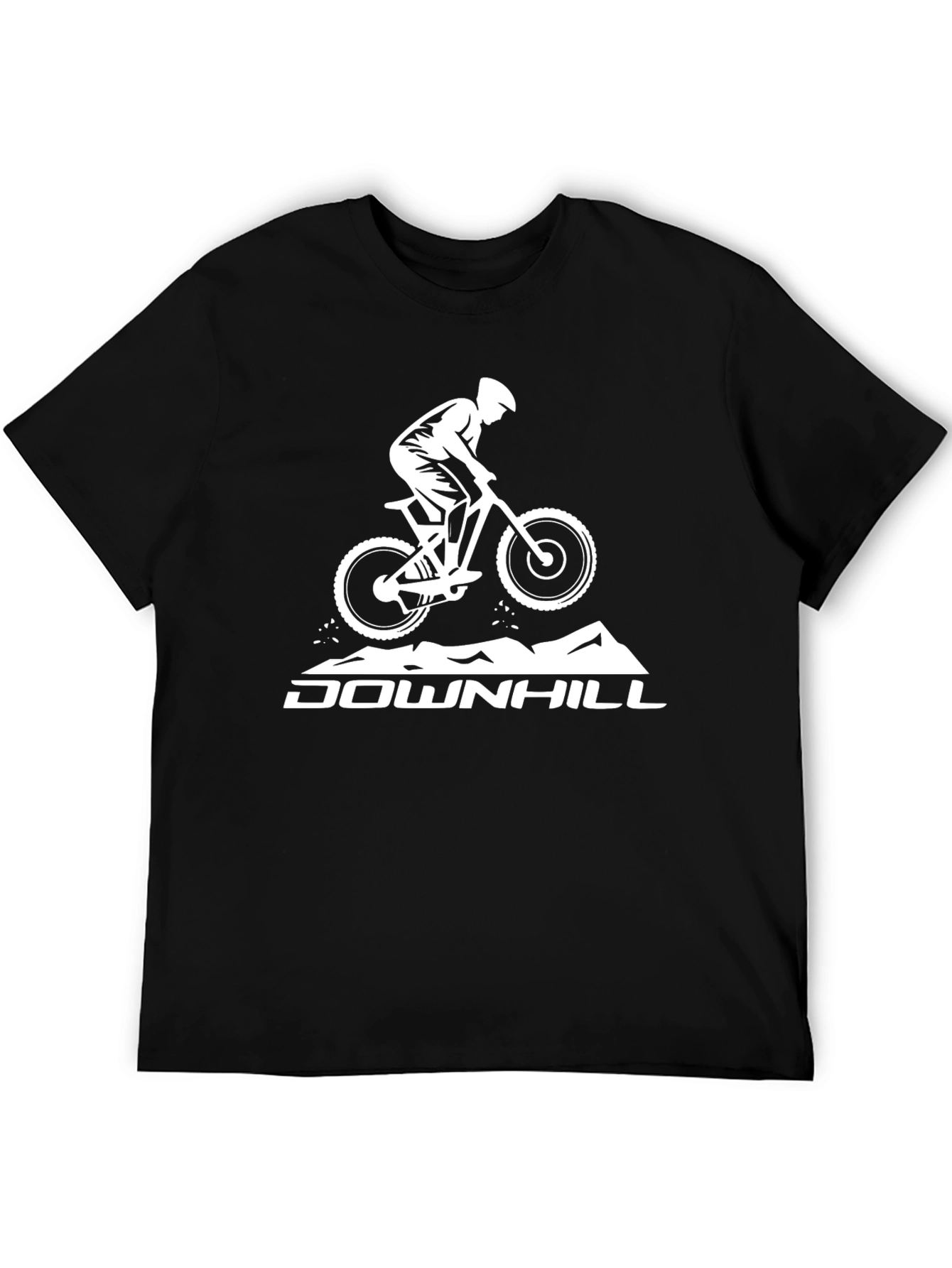 Downhill Mountain Biker Graphic Tee - Black Cotton Shirt