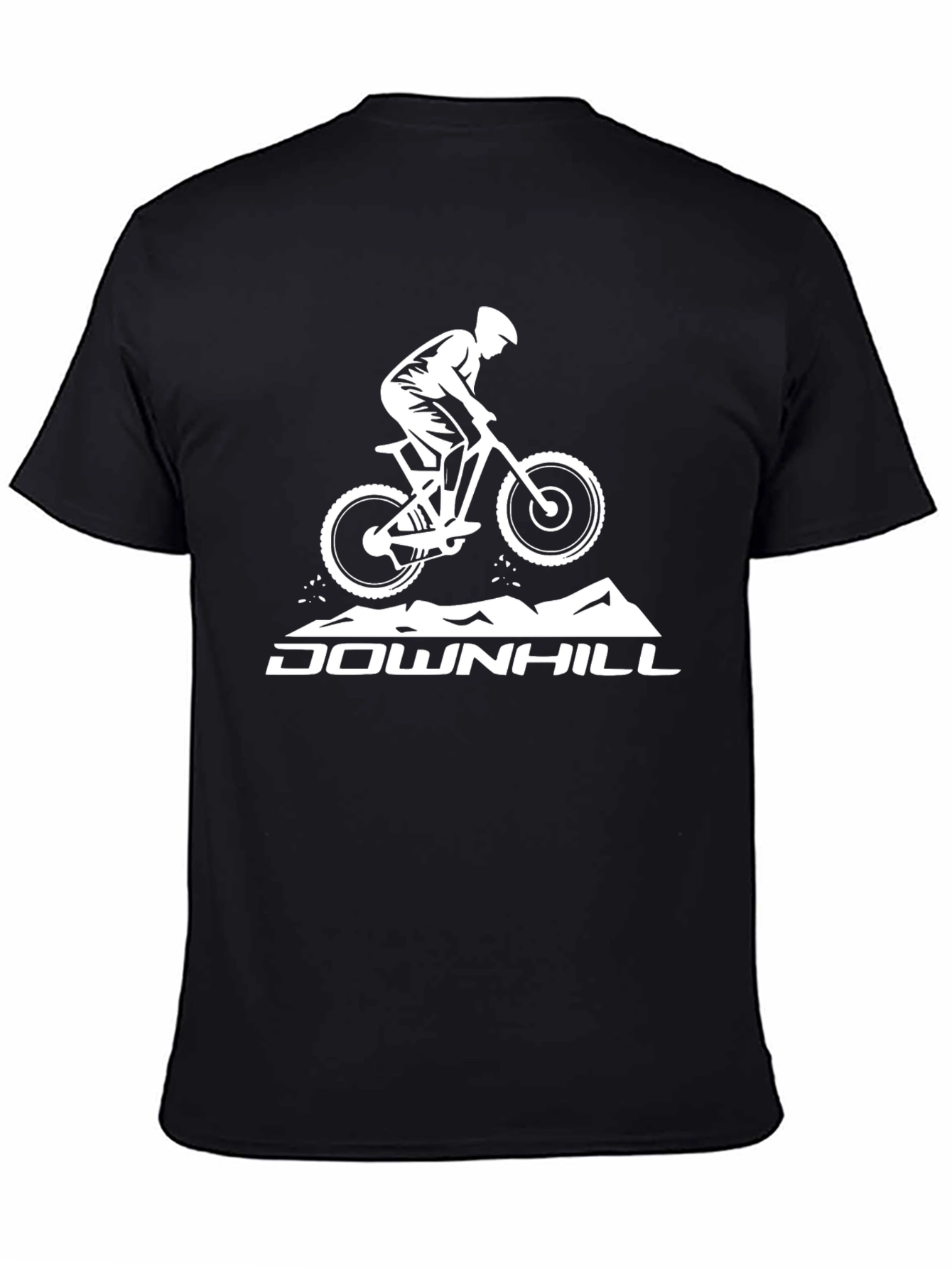 Downhill Mountain Biker Graphic Tee - Black Cotton Shirt