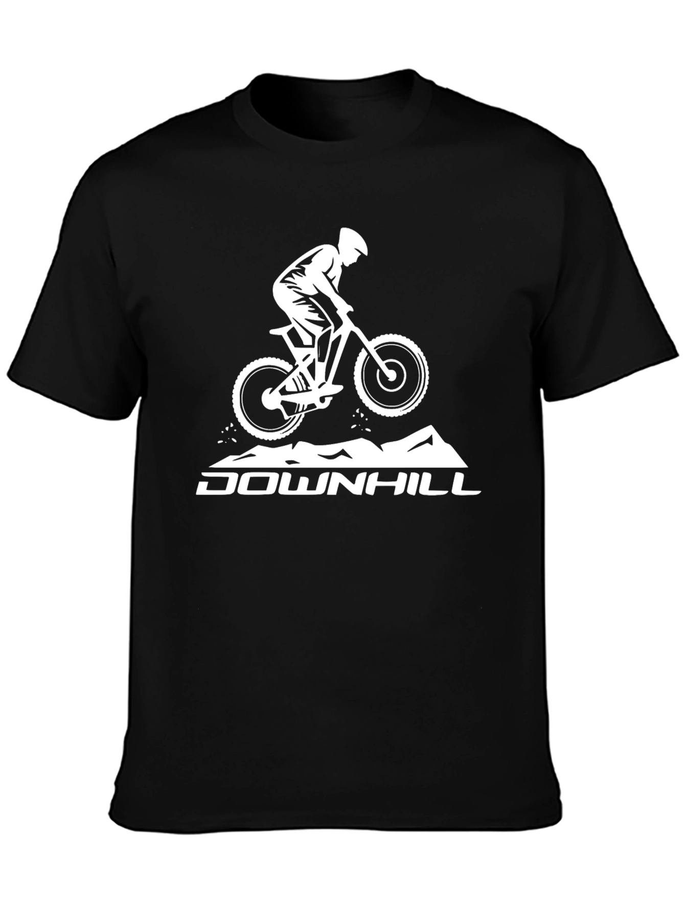Downhill Mountain Biker Graphic Tee - Black Cotton Shirt